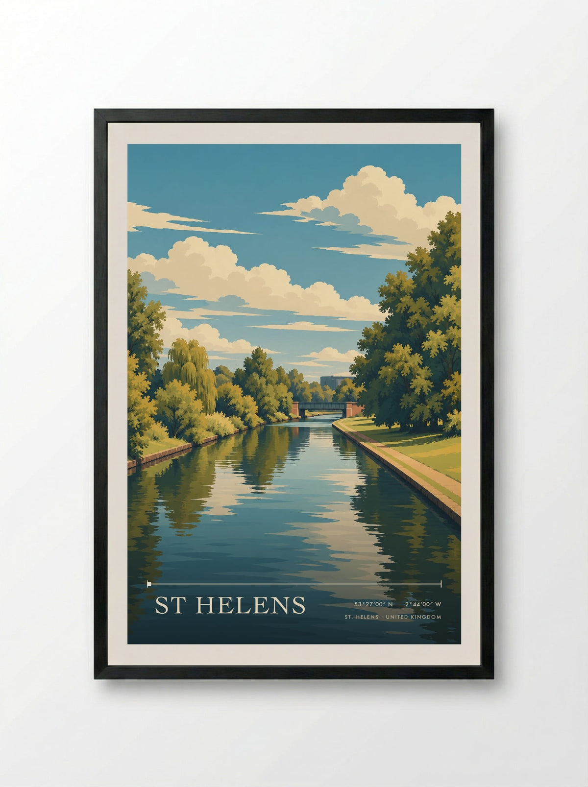 St Helens, St. Helens | Travel Poster - Framed Print Black