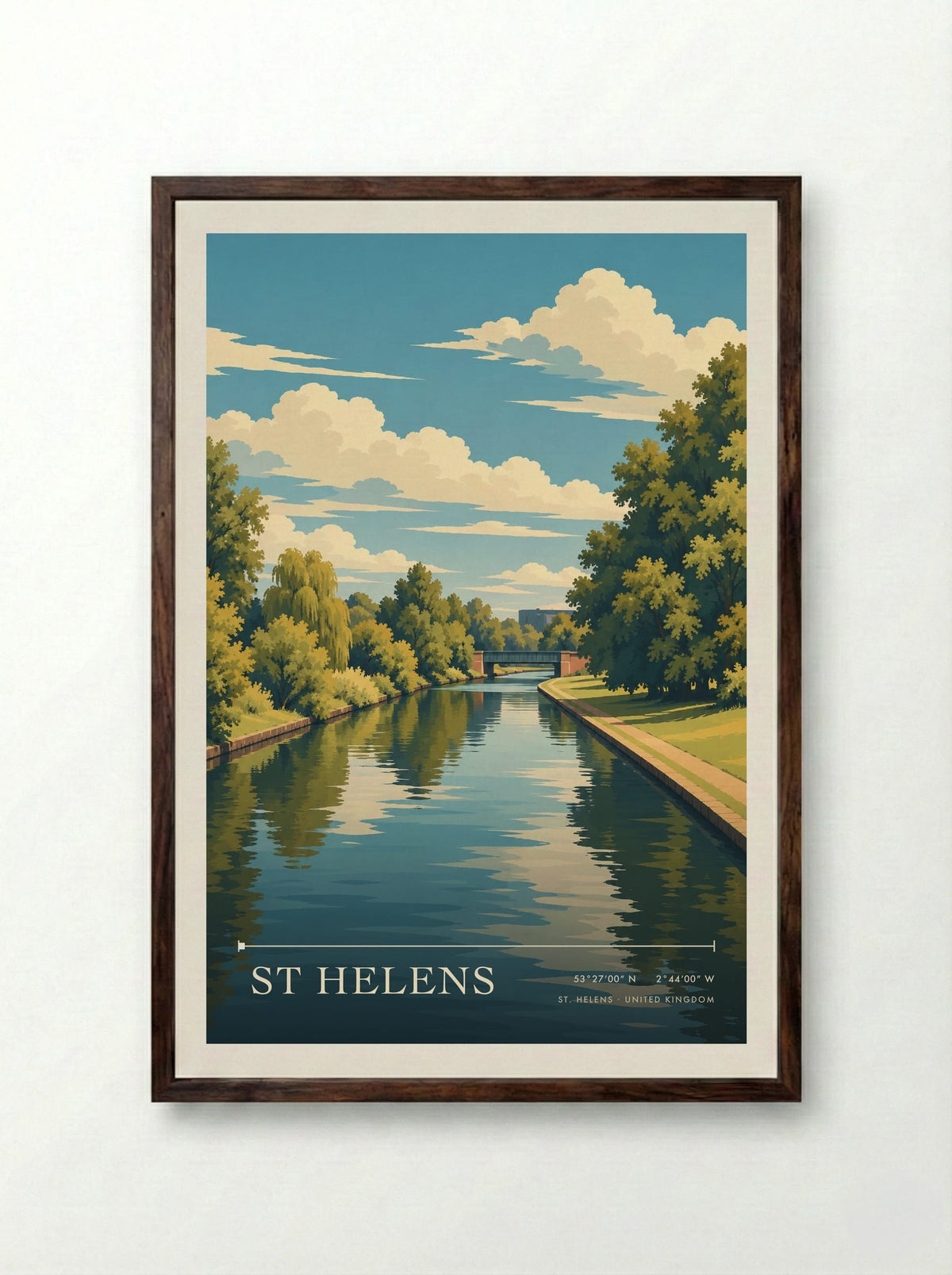 St Helens, St. Helens | Travel Poster - Framed Print Dark Wood