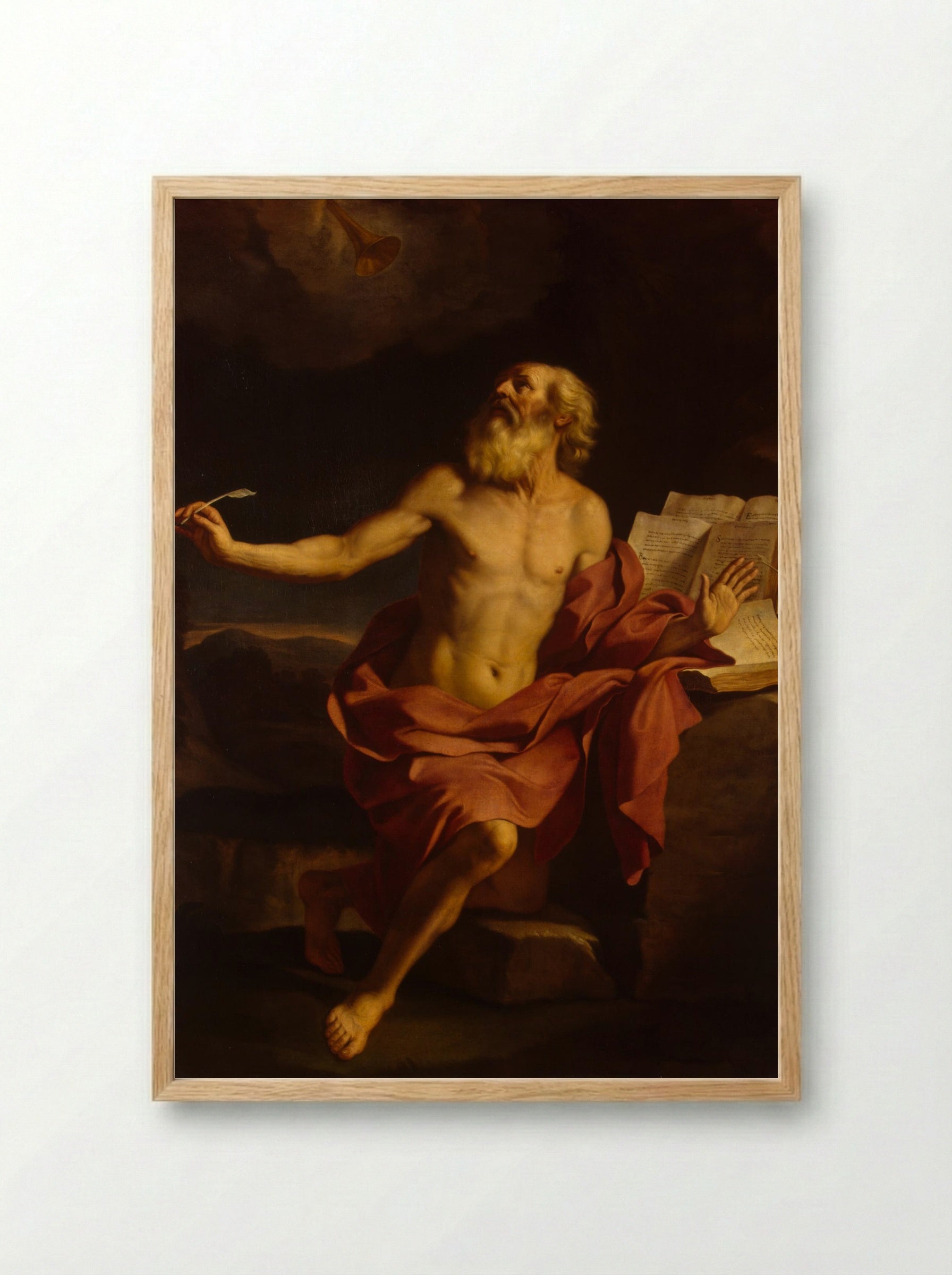 St Jerome in the Wilderness - Guercino - Framed Print Wood