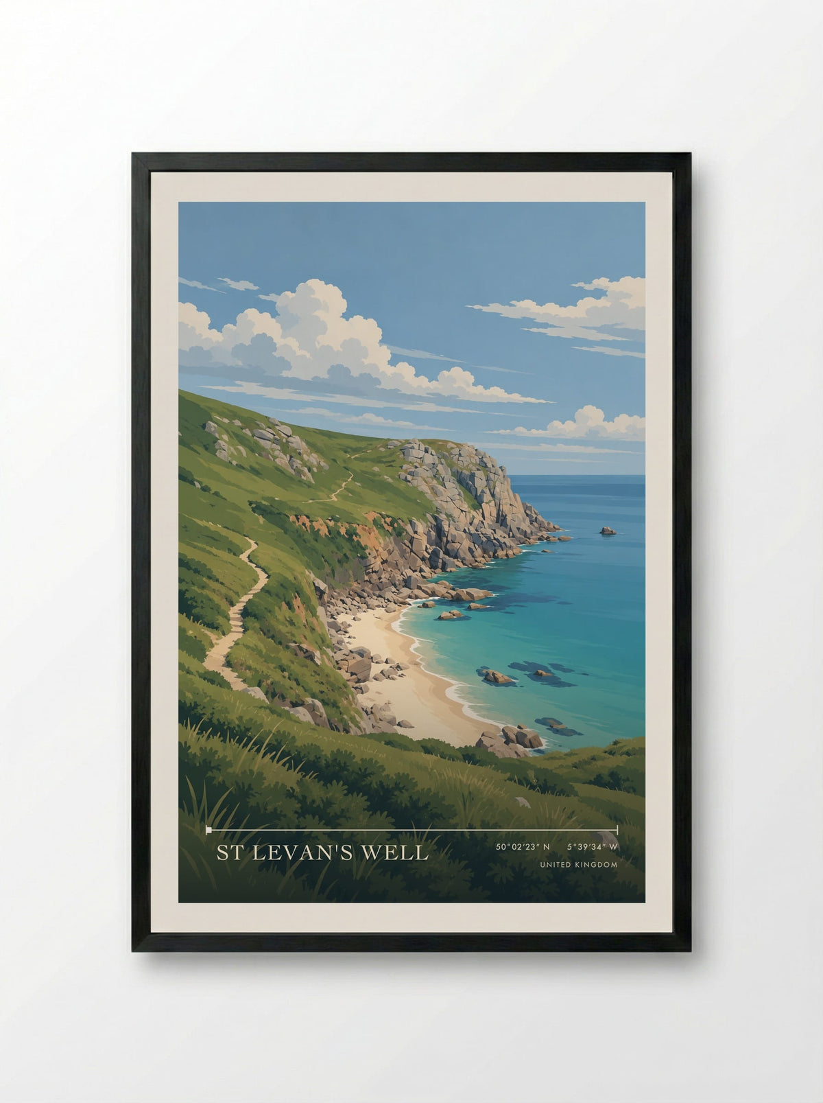 St Levan's Well | Travel Poster - Framed Print Black