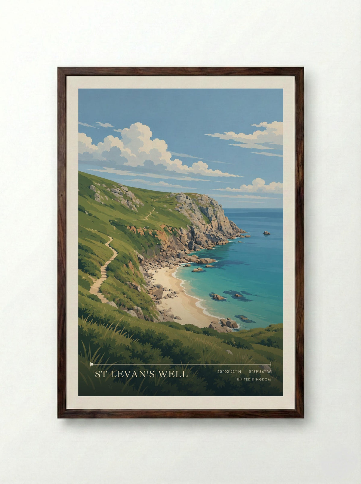 St Levan's Well | Travel Poster - Framed Print Dark Wood