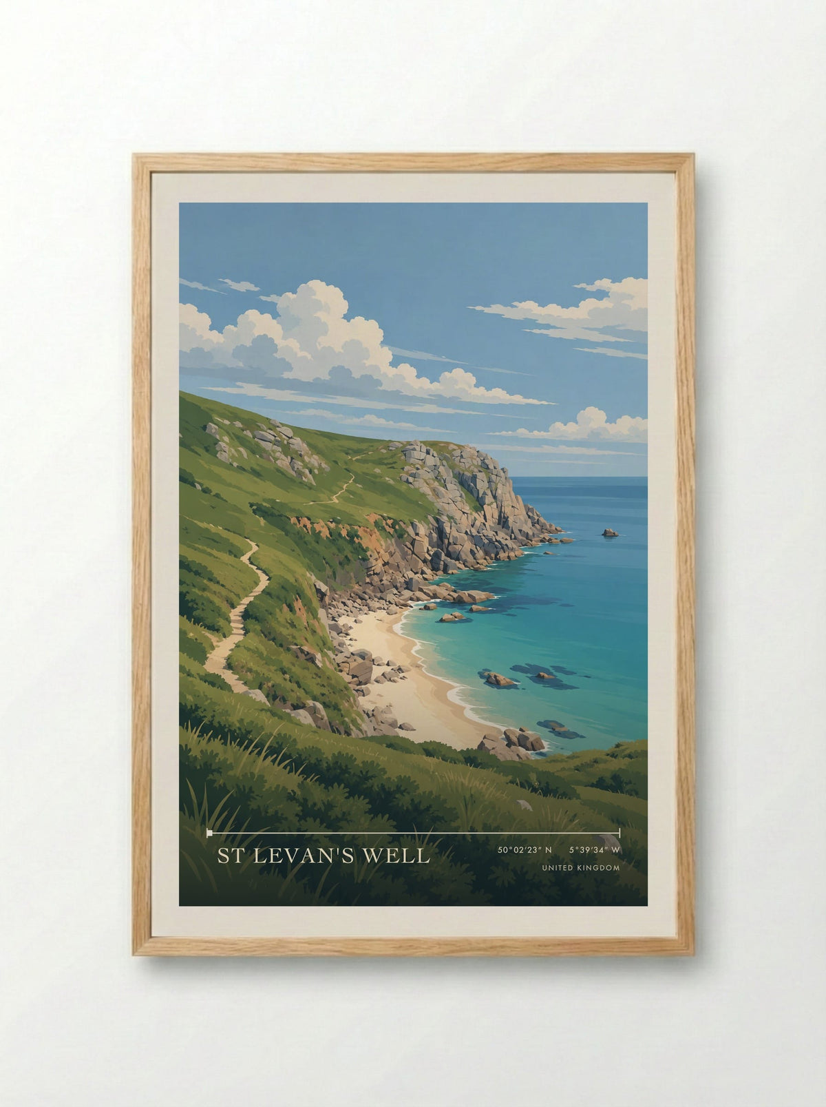 St Levan's Well | Travel Poster - Framed Print Wood