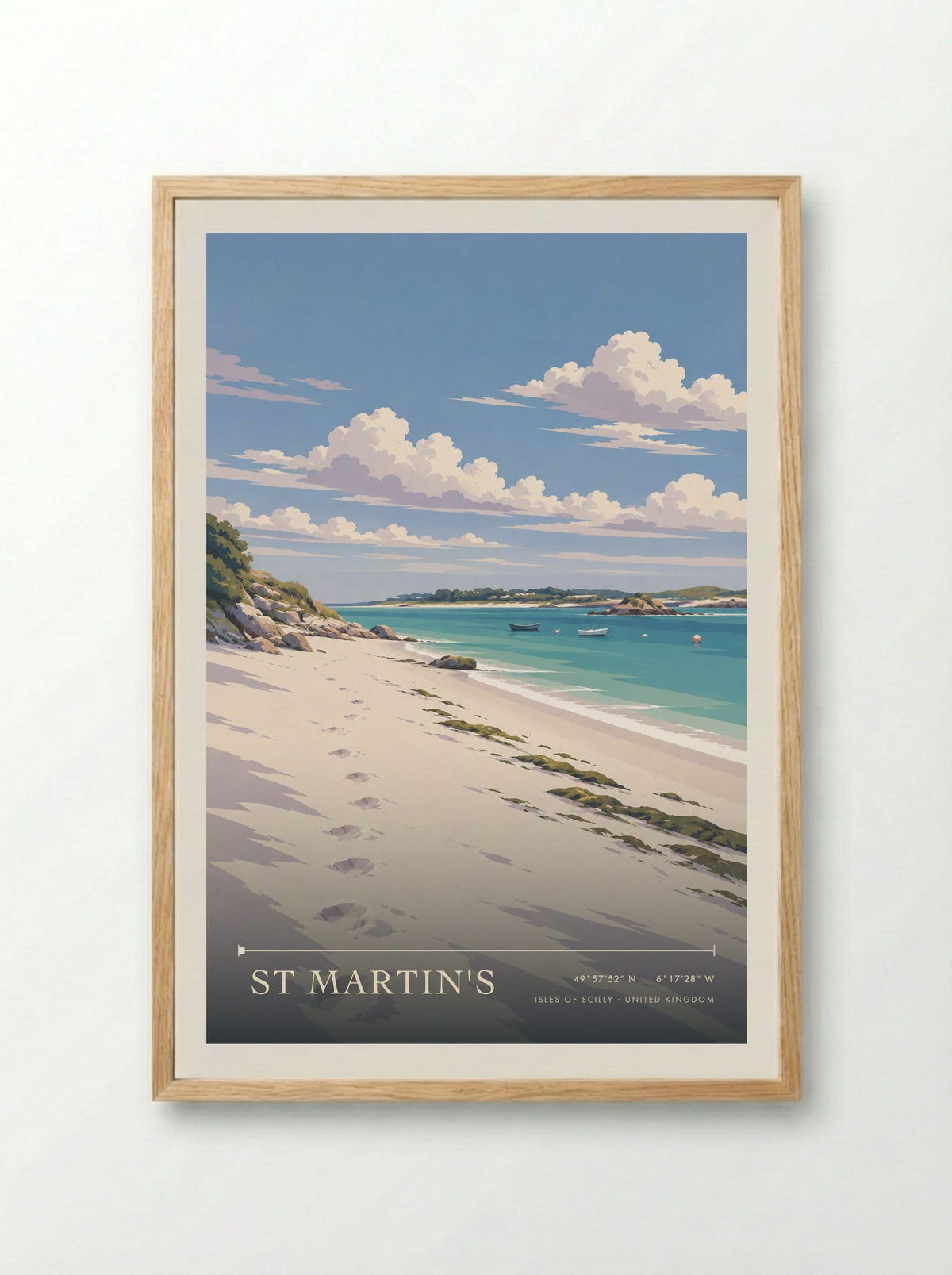 St Martin's, Isles of Scilly | Travel Poster - Framed Print Wood
