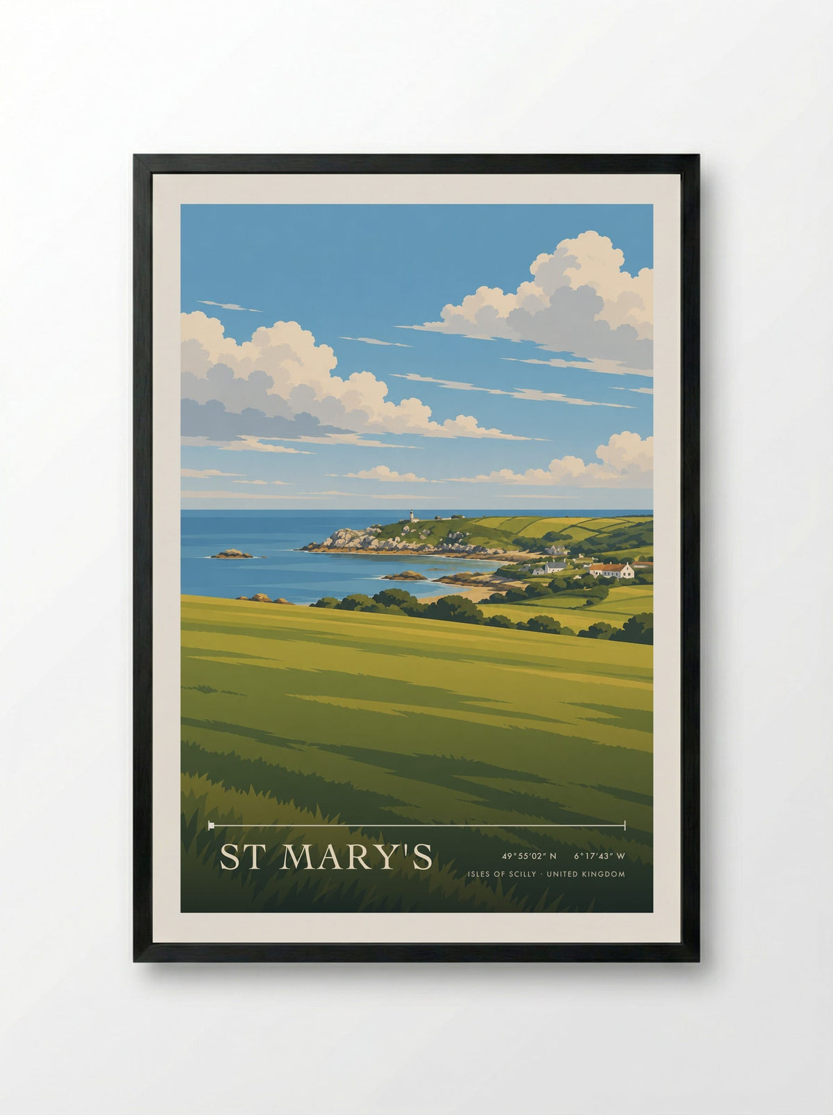 St Mary's, Isles of Scilly | Travel Poster - Framed Print Black