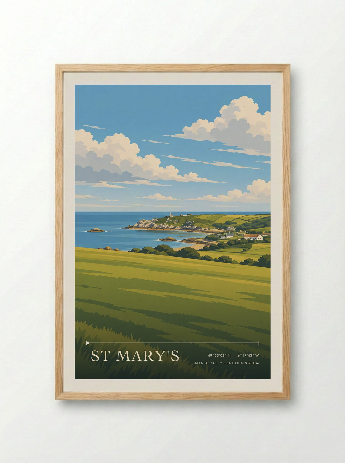 St Mary's, Isles of Scilly | Travel Poster - Framed Print Wood