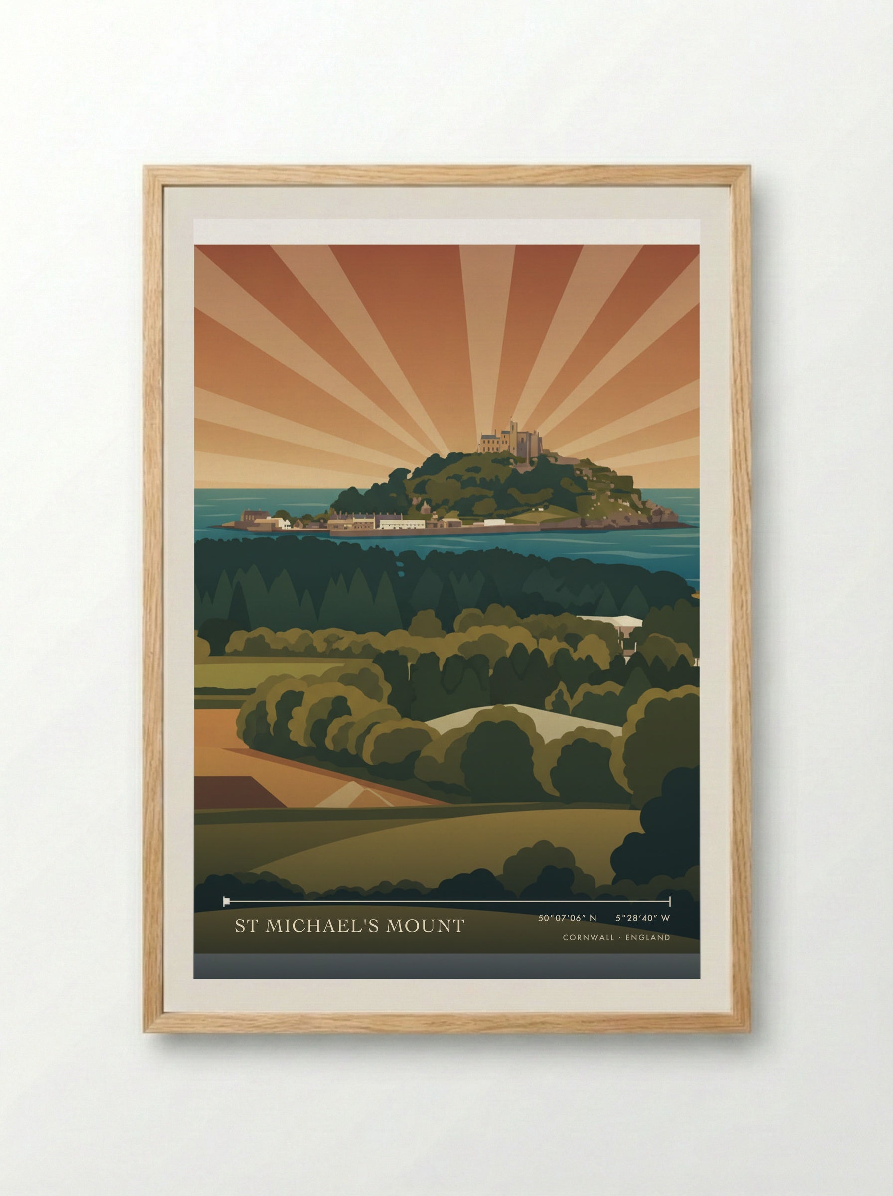 St Michael's Mount Cornwall England Travel Poster - Framed Print Wood
