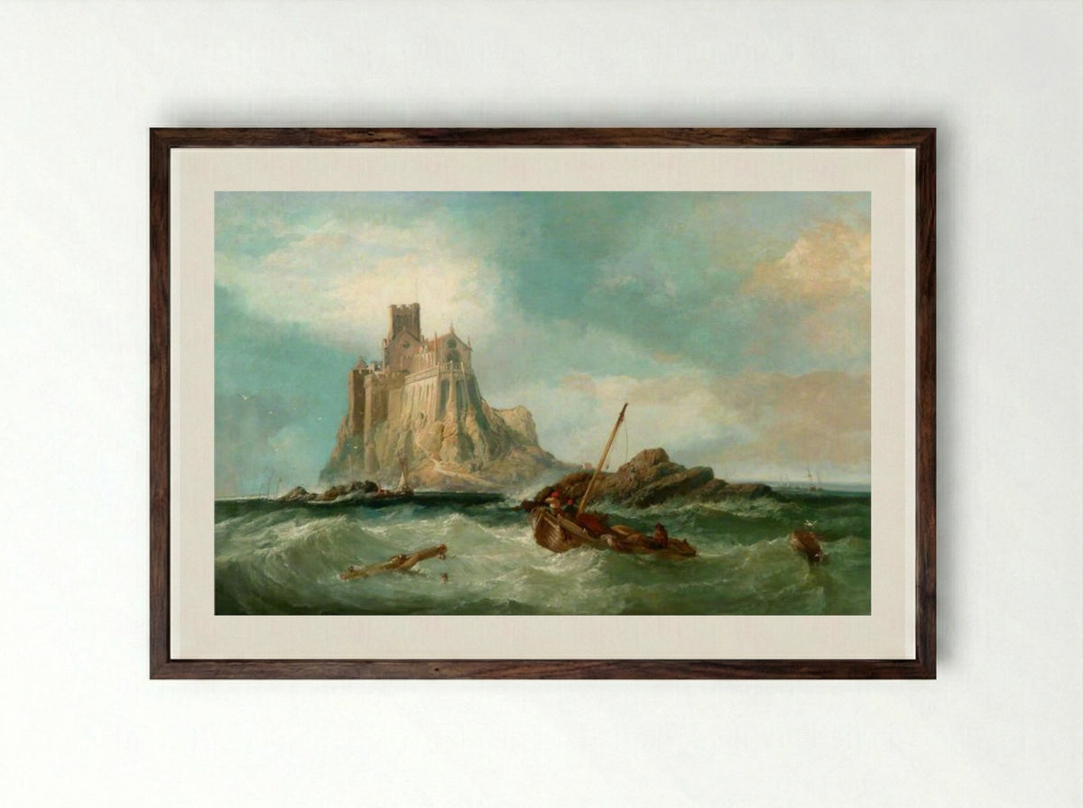 St Michael's Mount - James Webb - Framed Print Dark Wood