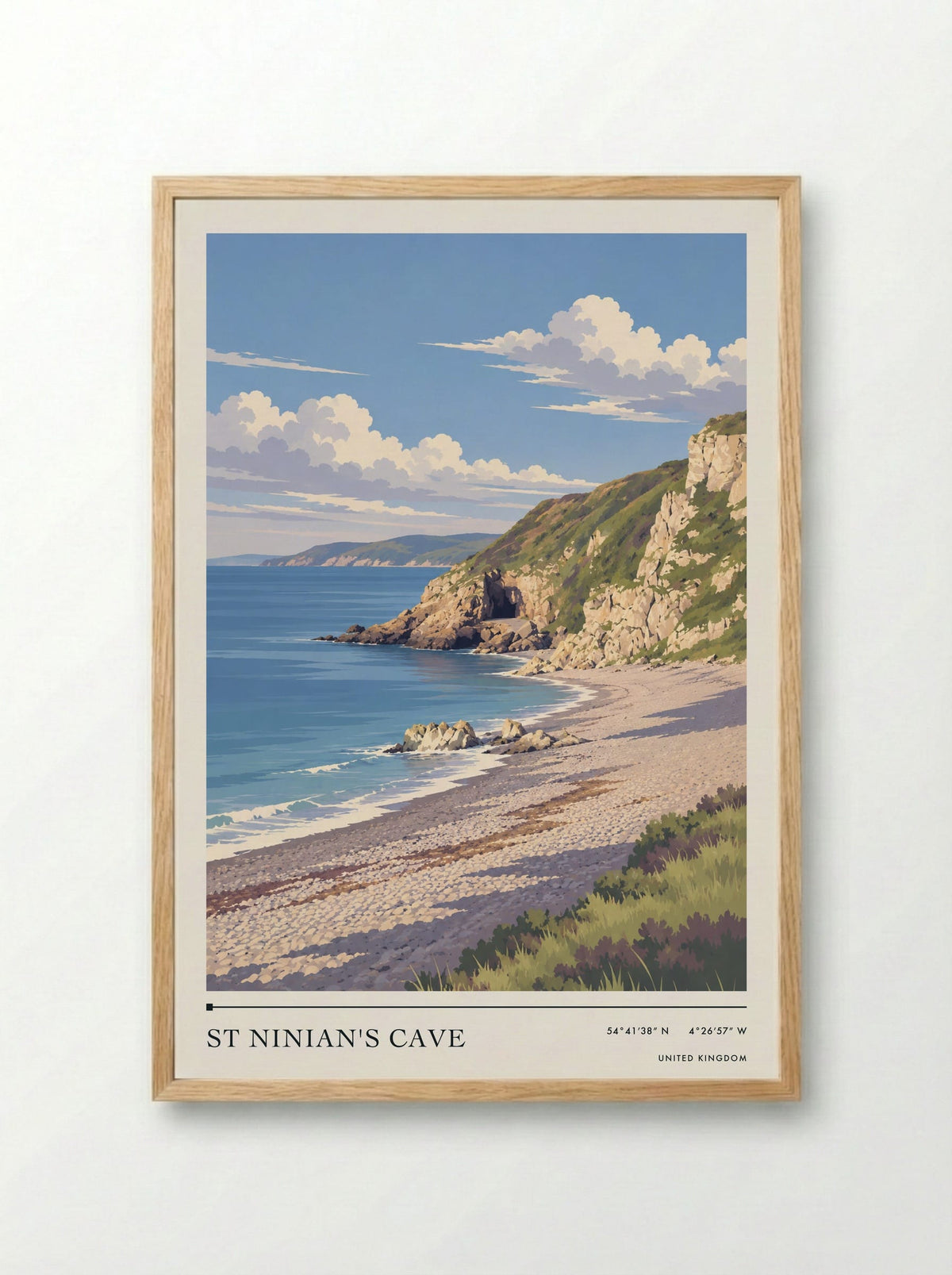St Ninian's Cave | Travel Poster - Framed Print Wood