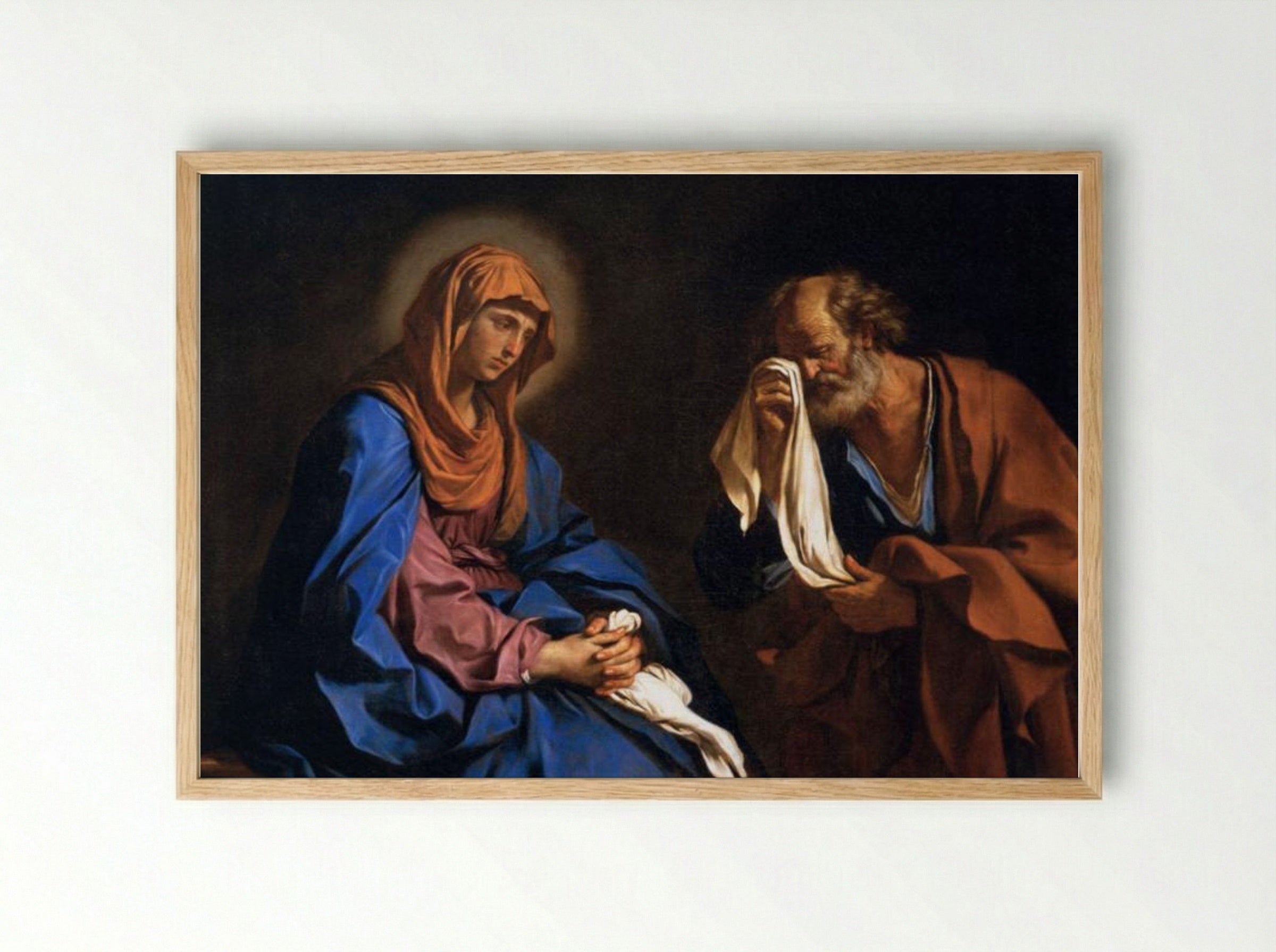 St Peter Weeping before the Virgin - Guercino - Framed Print Wood