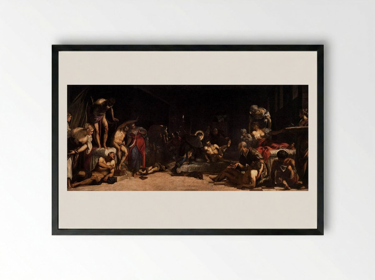 St Roch in the Hospital - Tintoretto - Framed Print Black