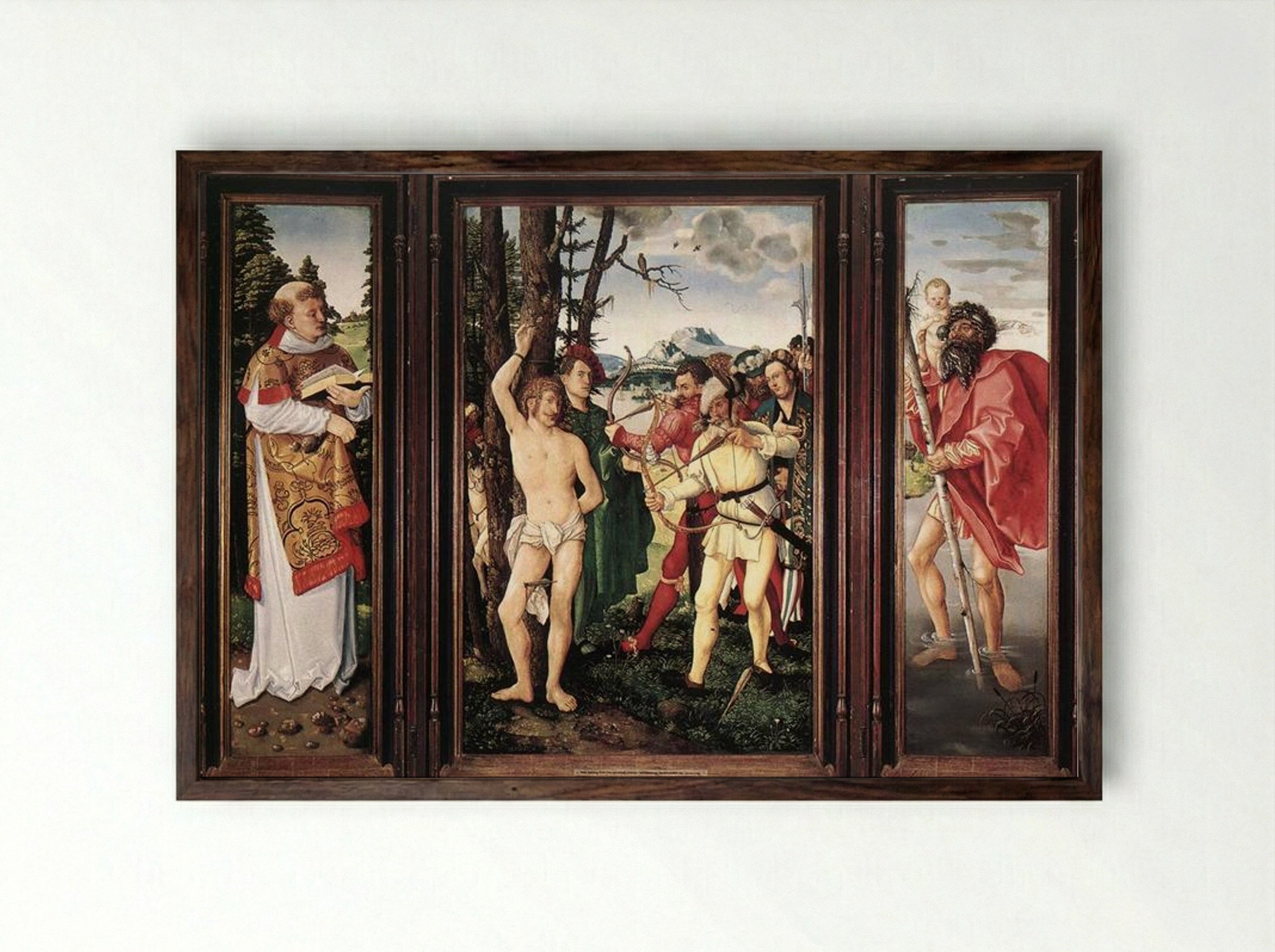St Sebastian Altarpiece - Hans Baldung - Framed Print Dark Wood