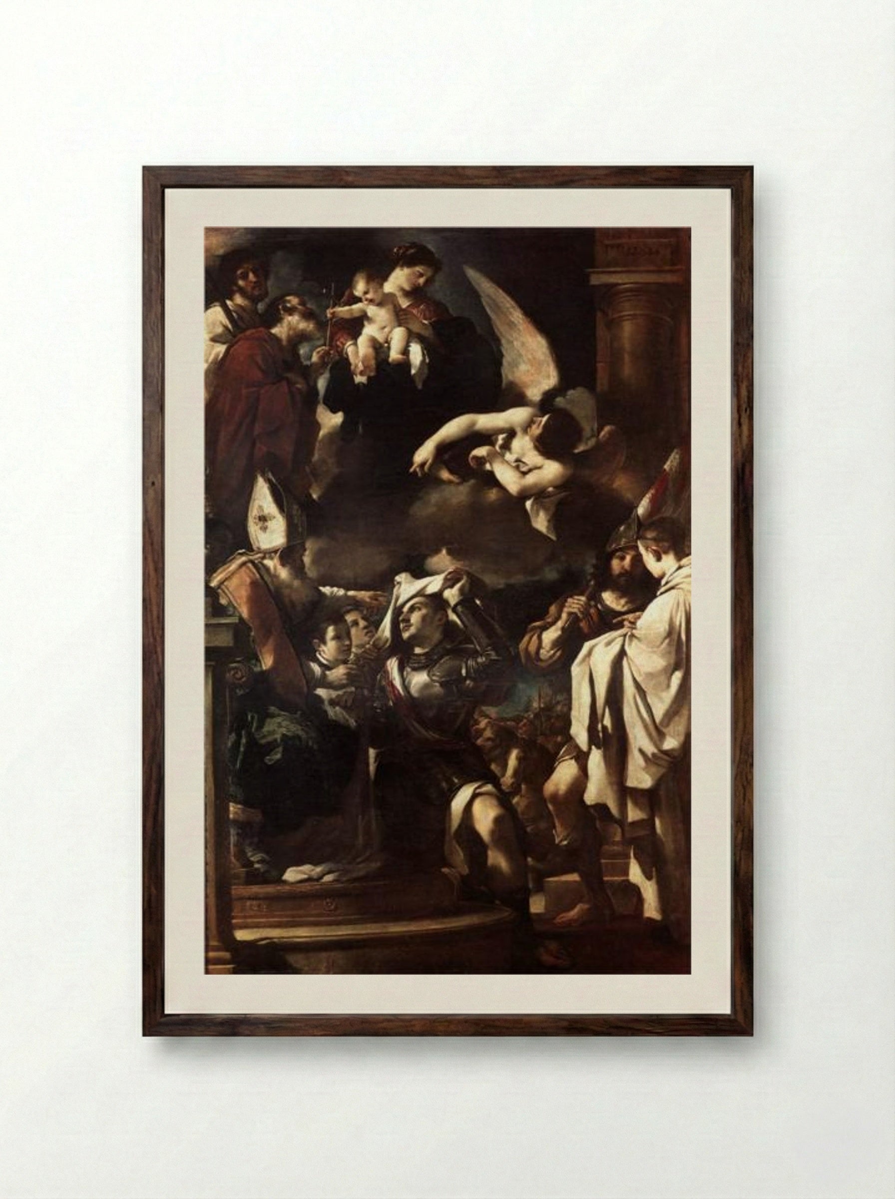 St William of Aquitaine Receiving the Cowl - Guercino - Framed Print Dark Wood