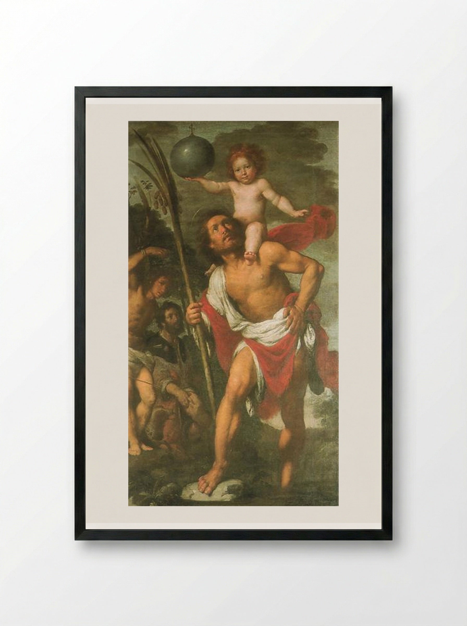 St. Christopher, St. Sebastian, and St. Roch - Bernardo Strozzi - Framed Print Black