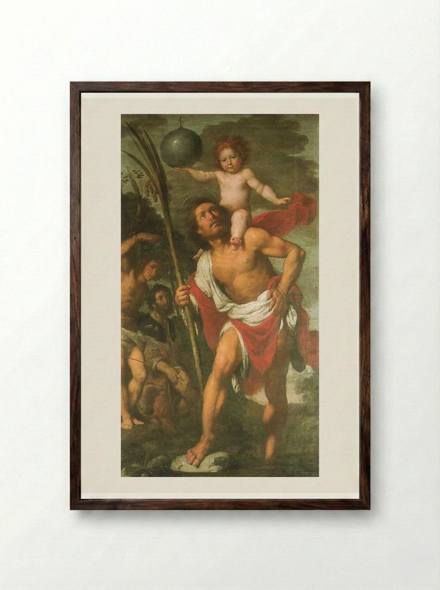 St. Christopher, St. Sebastian, and St. Roch - Bernardo Strozzi - Framed Print Dark Wood
