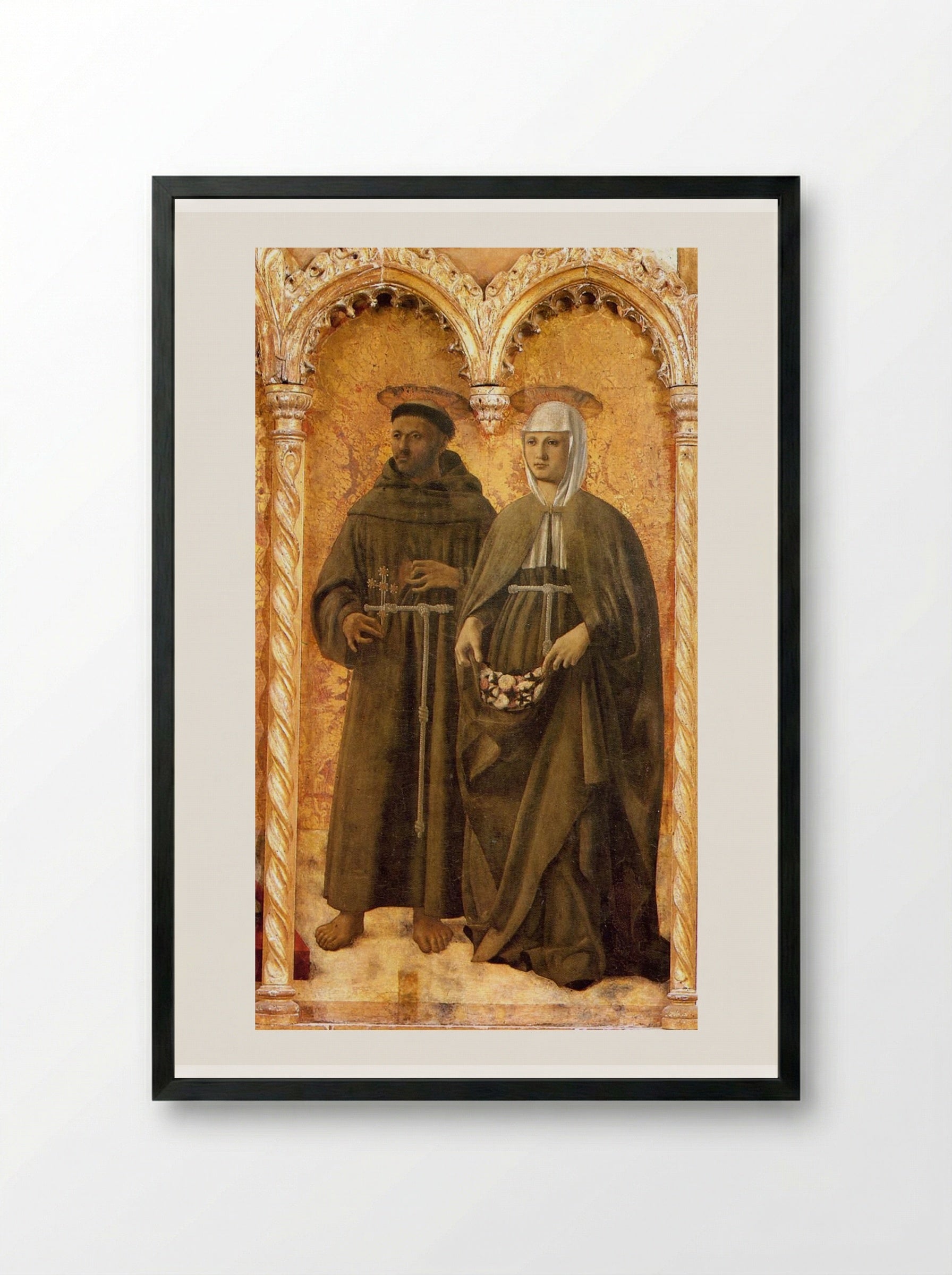 St. Francis and St. Elizabeth of Hungary - Piero della Francesca - Framed Print Black