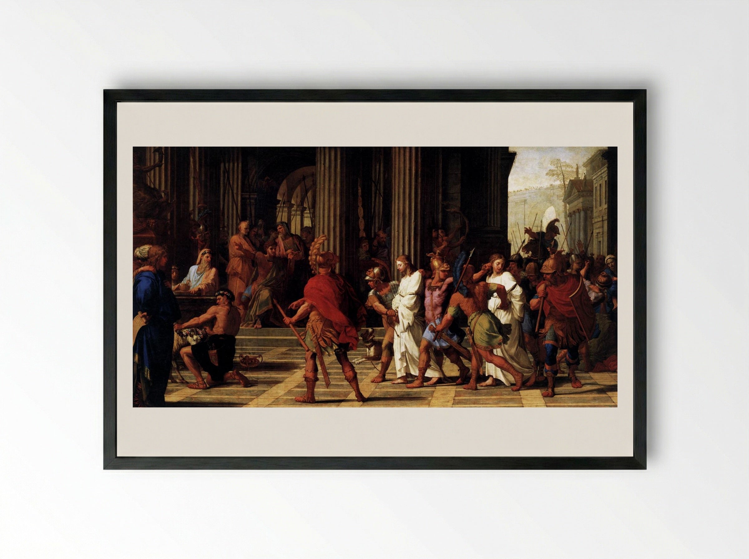 St. Gervase and St. Protase Brought before Anastasius - Eustache Le Sueur - Framed Print Black