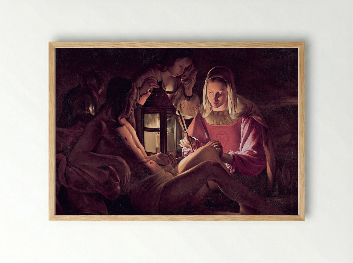 St. Sebastian Tended by St. Irene - Georges de la Tour - Framed Print Wood
