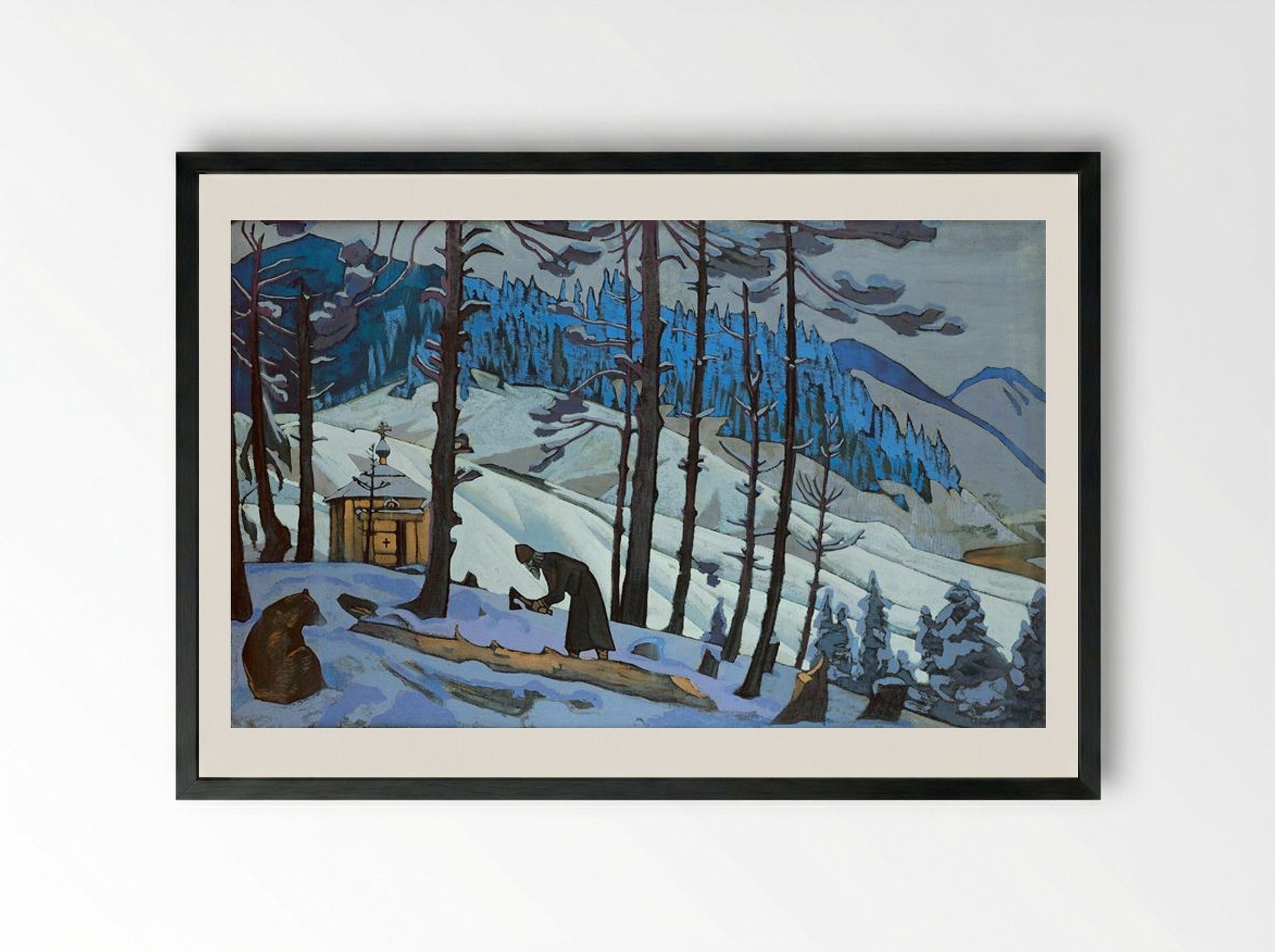 St. Sergius the Buildert - Nicholas Roerich - Framed Print Black