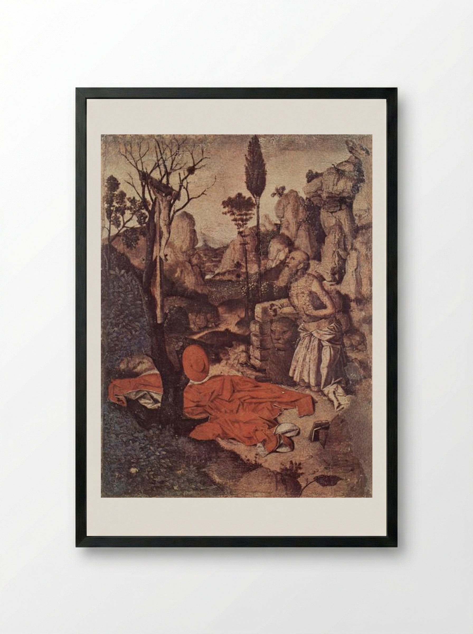 St. Jerome Penitent - Antonello da Messina - Framed Print Black