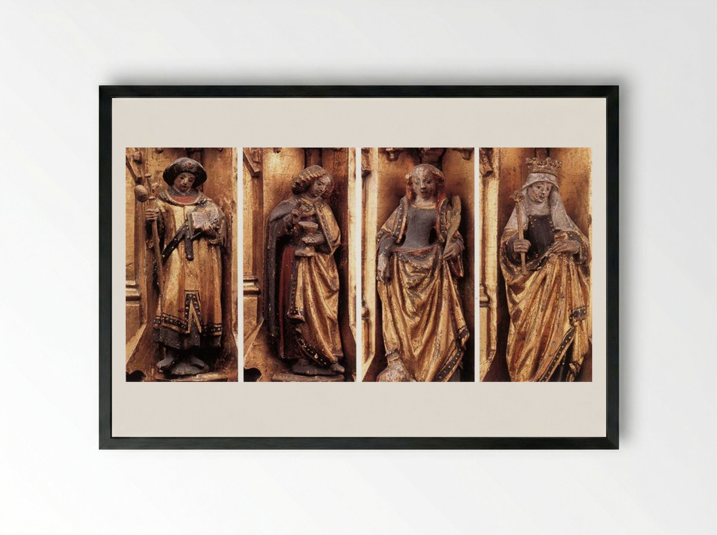 St. Ursula Shrine: Figures - Hans Memling - Framed Print Black
