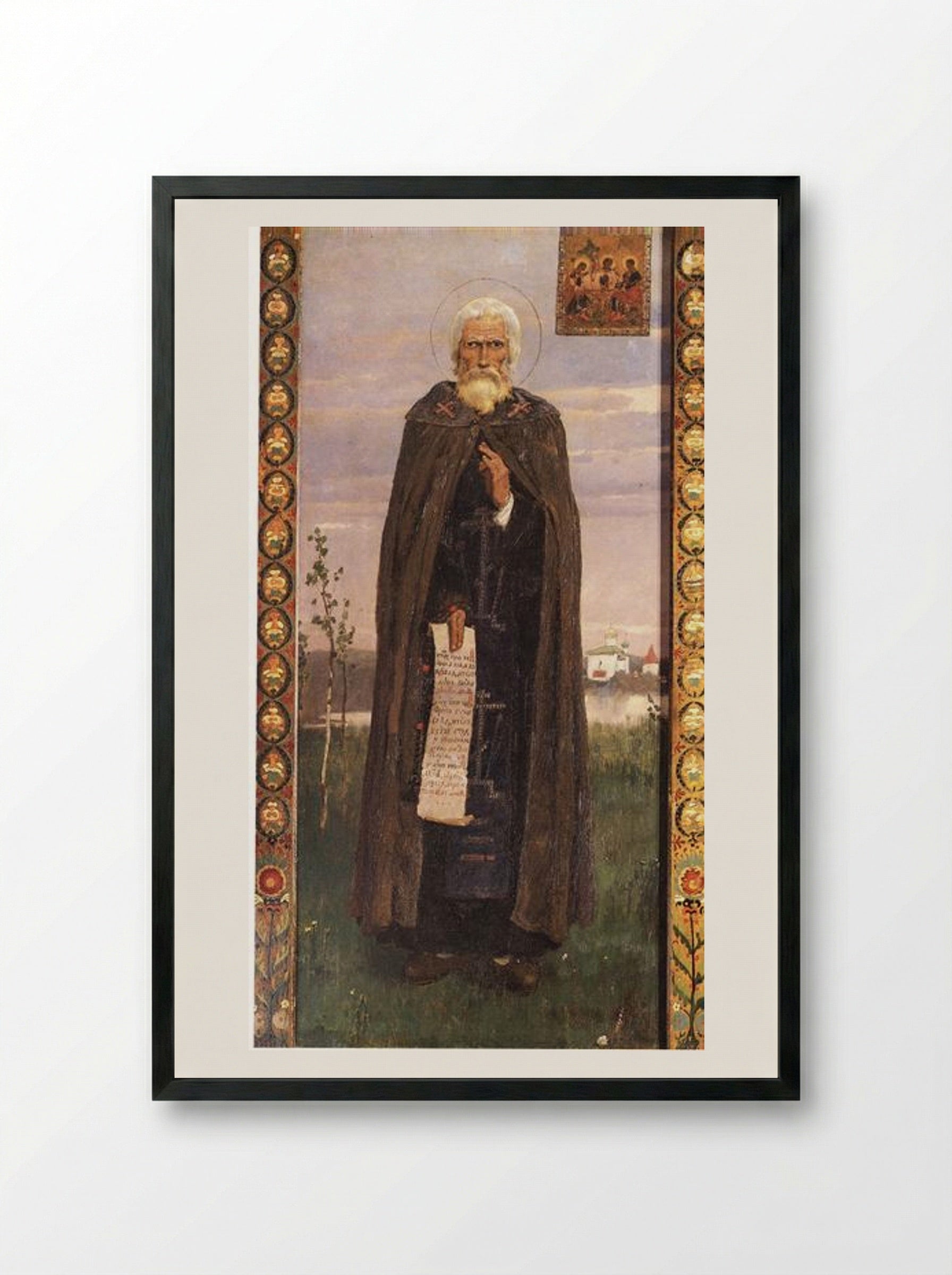 St. Sergius of Radonezh - Viktor Vasnetsov - Framed Print Black