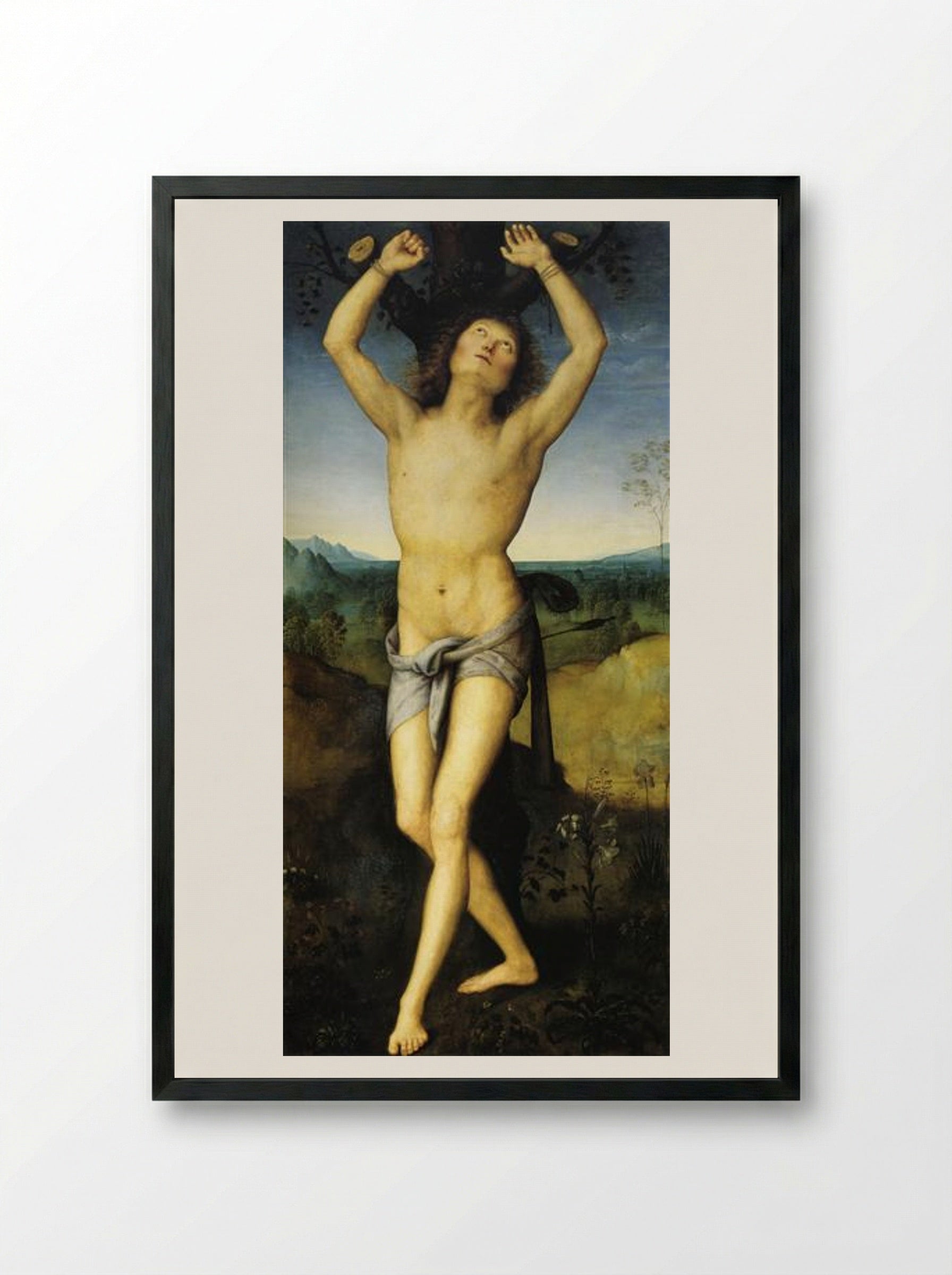 St. Sebastian - Pietro Perugino - Framed Print Black
