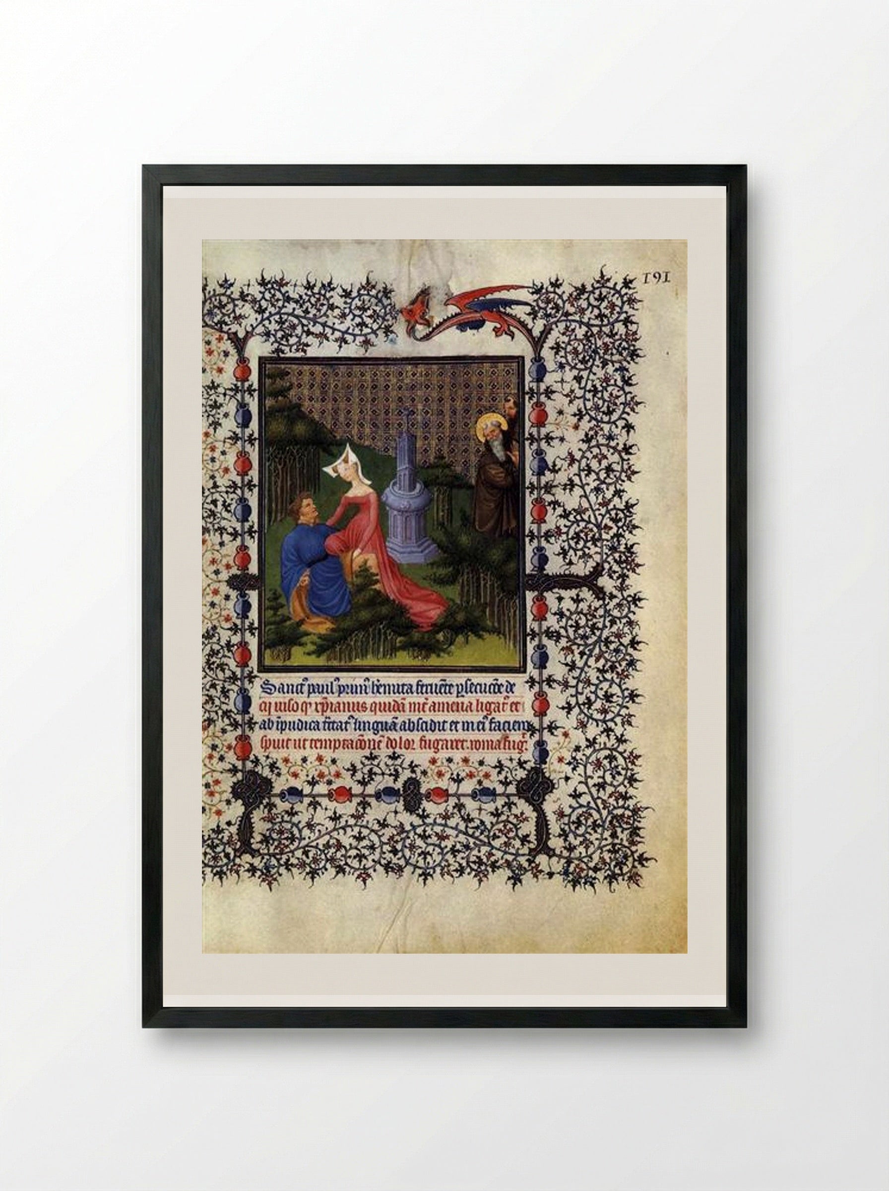 St. Paul the Hermit - Limbourg brothers - Framed Print Black