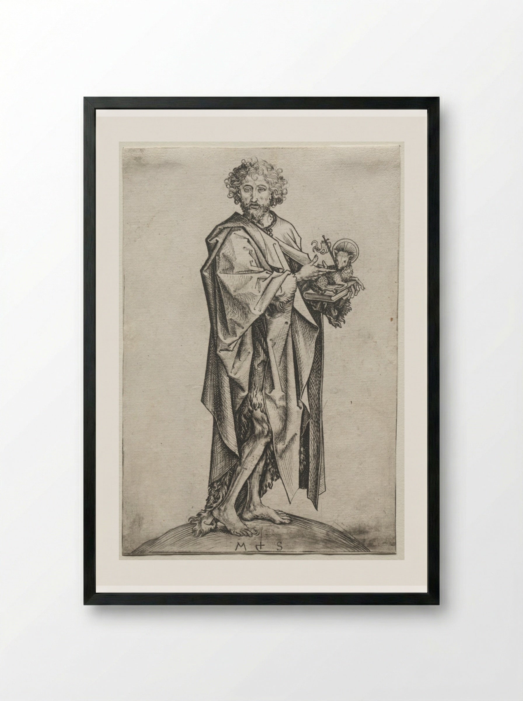 St. John the Baptist - Martin Schongauer - Framed Print Black