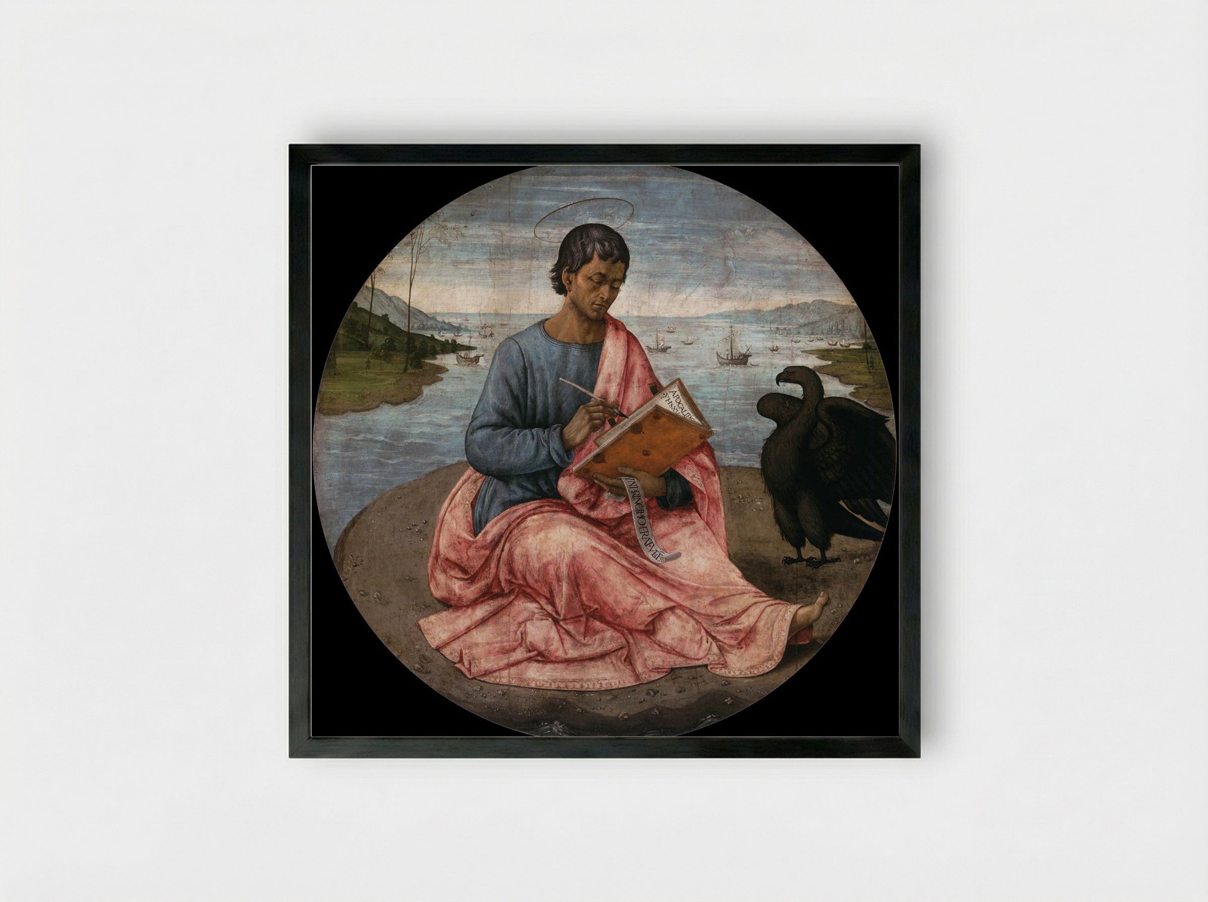St. John the Evangelist on Patmos - Domenico Ghirlandaio - Framed Print Black
