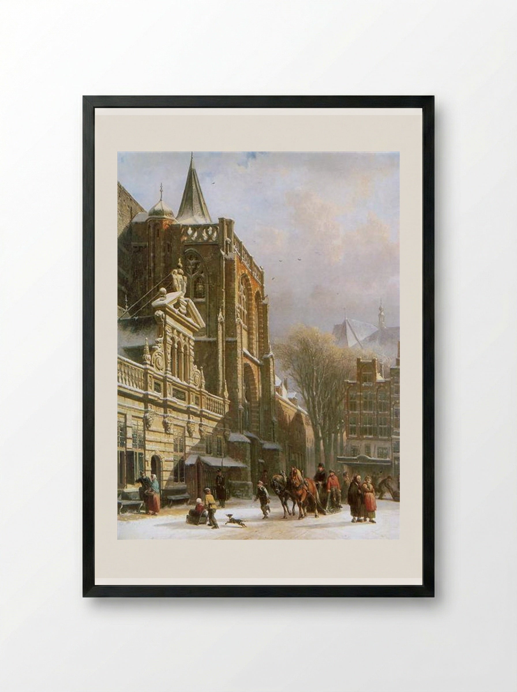 St. Michael Church in Zwolle - Cornelis Springer - Framed Print Black