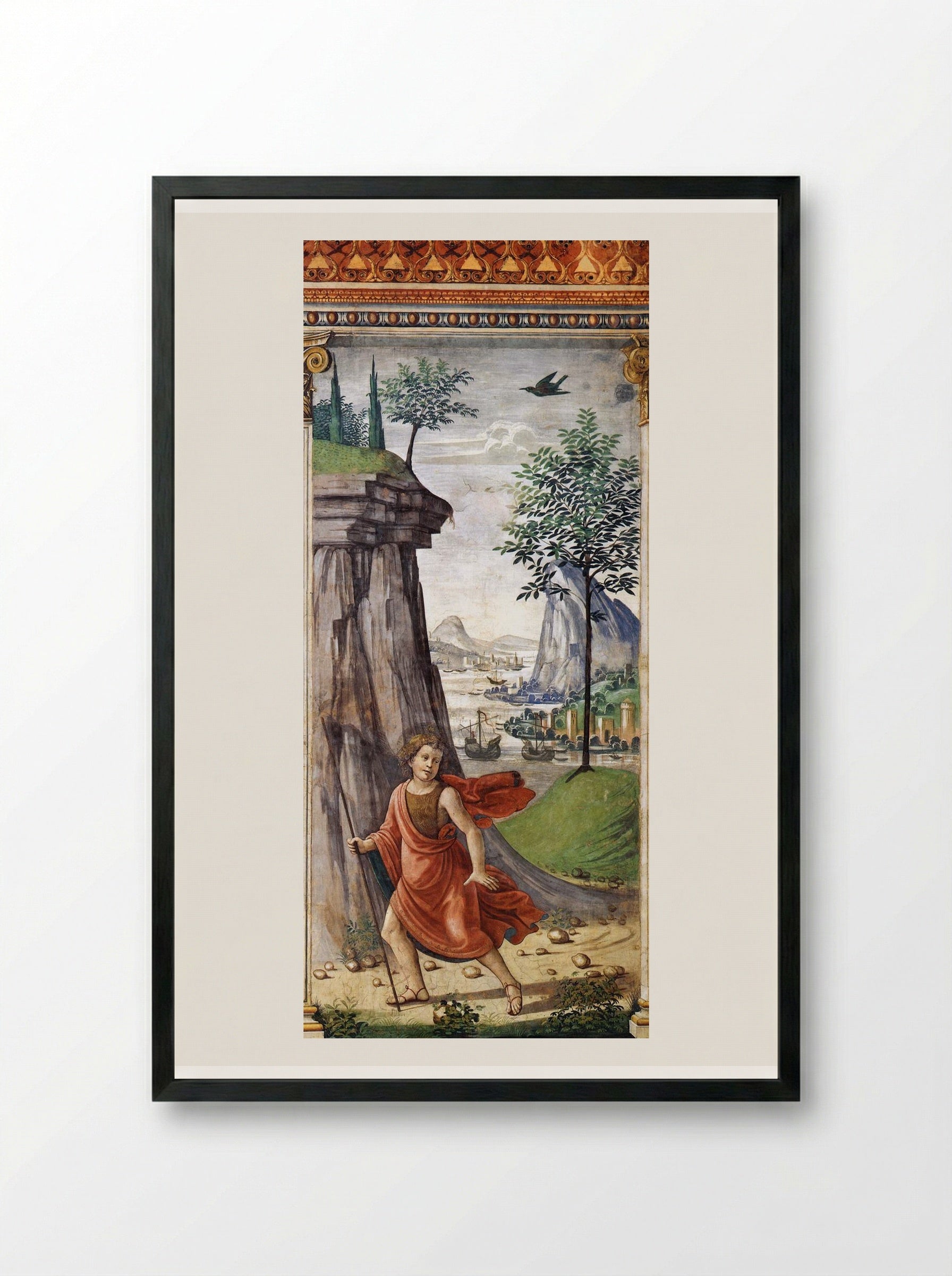 St. John the Baptist in the Desert - Domenico Ghirlandaio - Framed Print Black