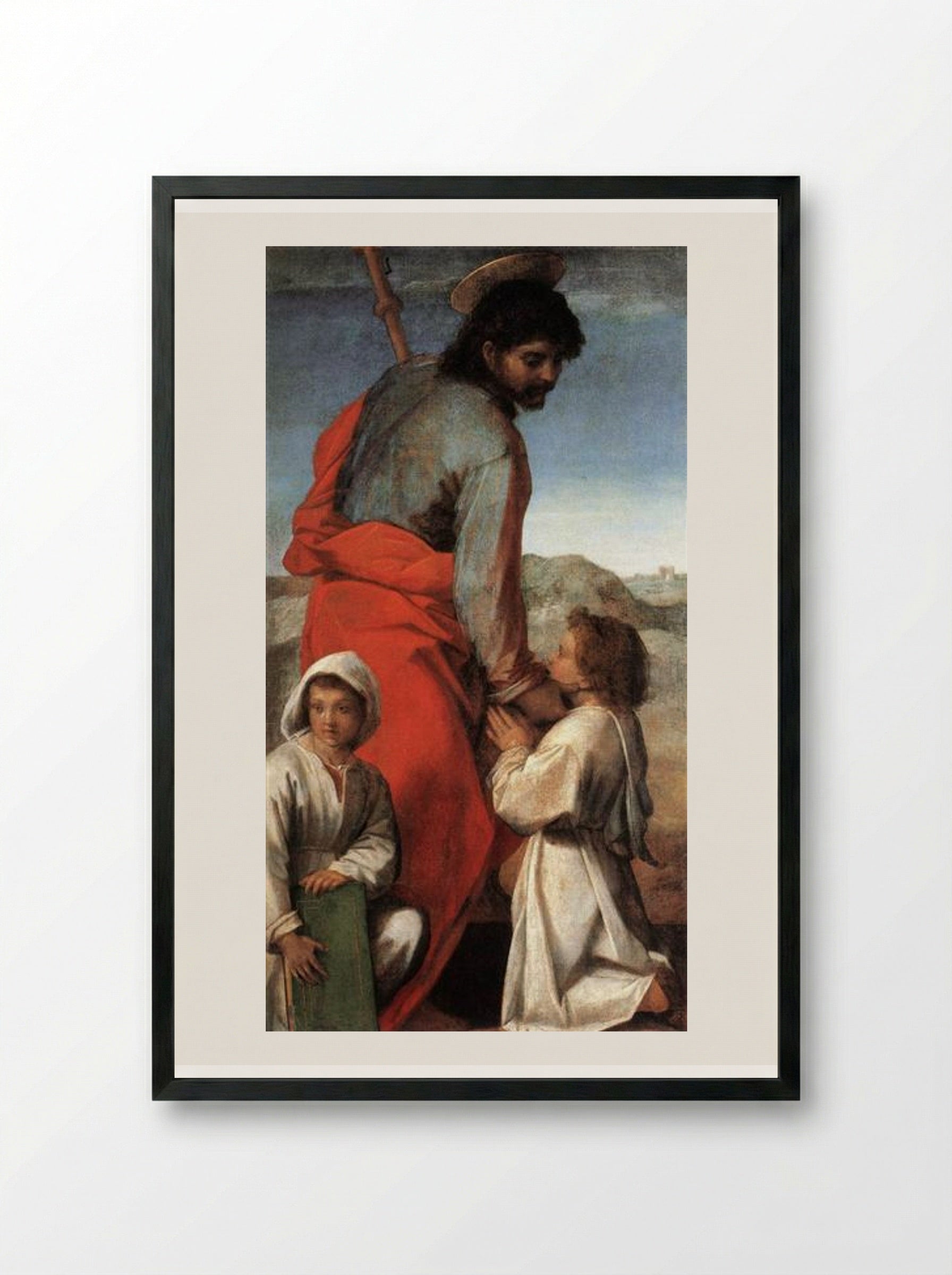 St. James with Two Children - Andrea del Sarto - Framed Print Black