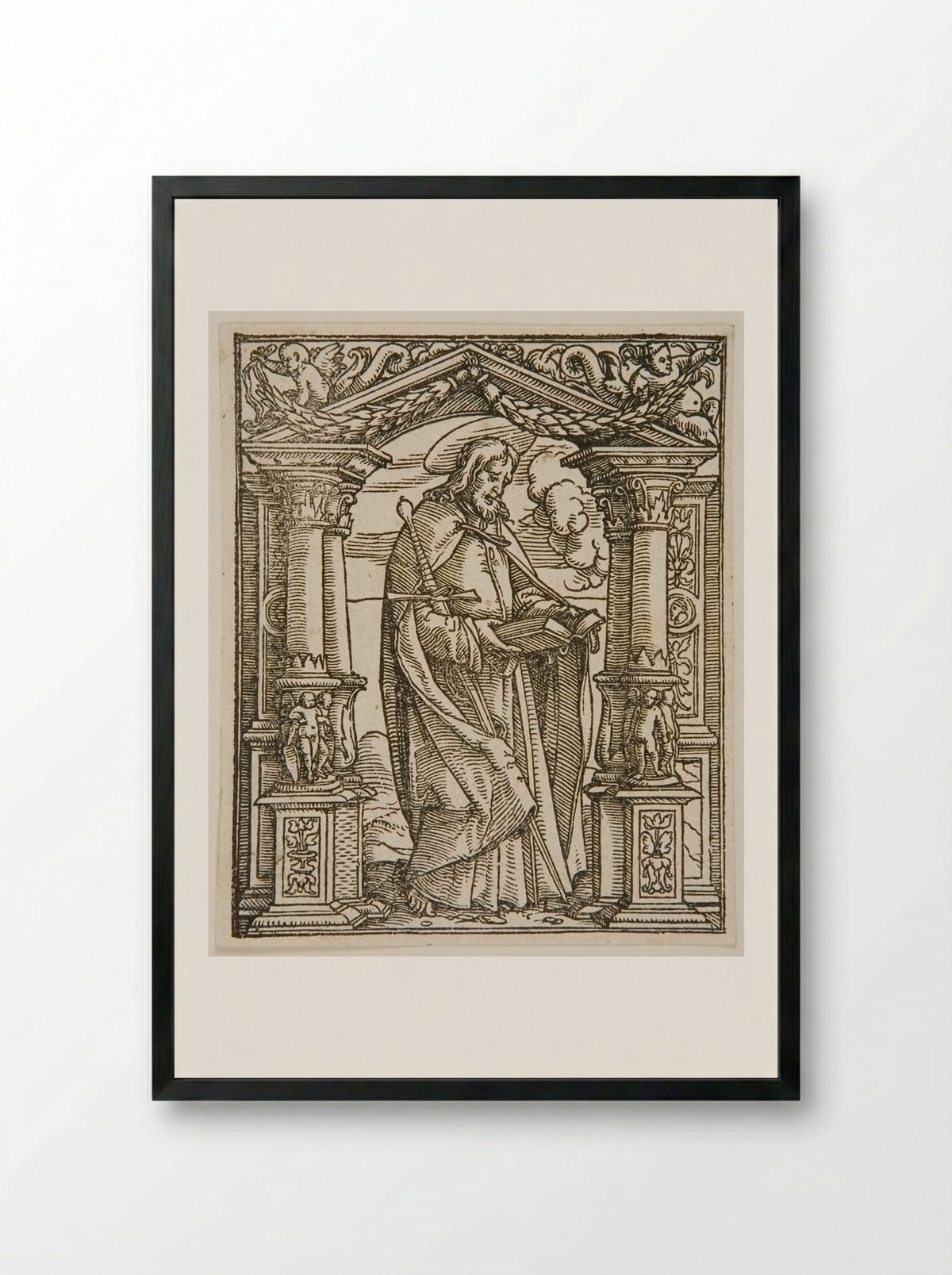 St. Paul Standing in a Niche - Hans Holbein the Younger - Framed Print Black
