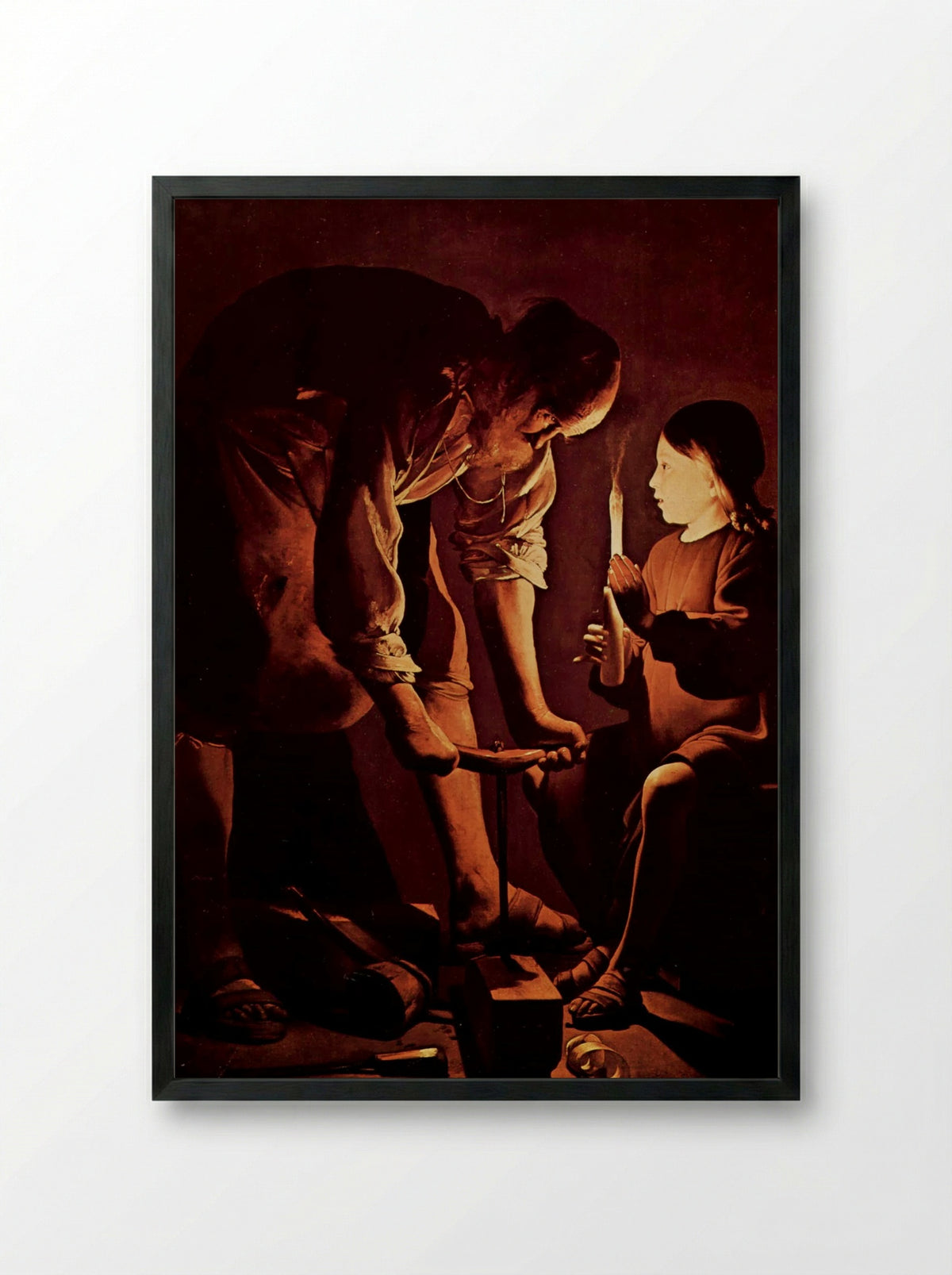 St. Joseph, the Carpenter - Georges de la Tour - Framed Print Black