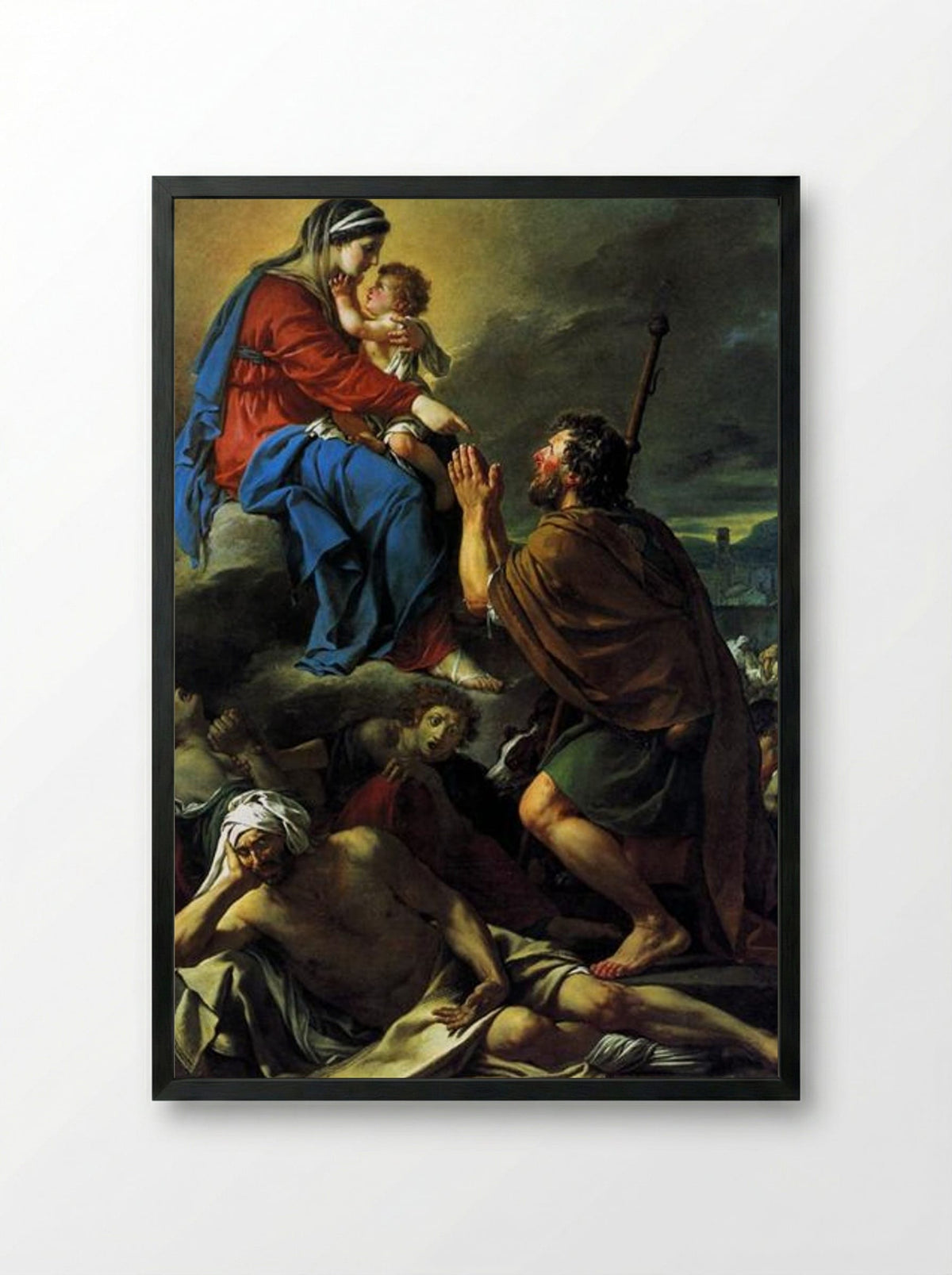 St. Roch Praying to the Virgin for an End to the Plague - Jacques-Louis David - Framed Print Black
