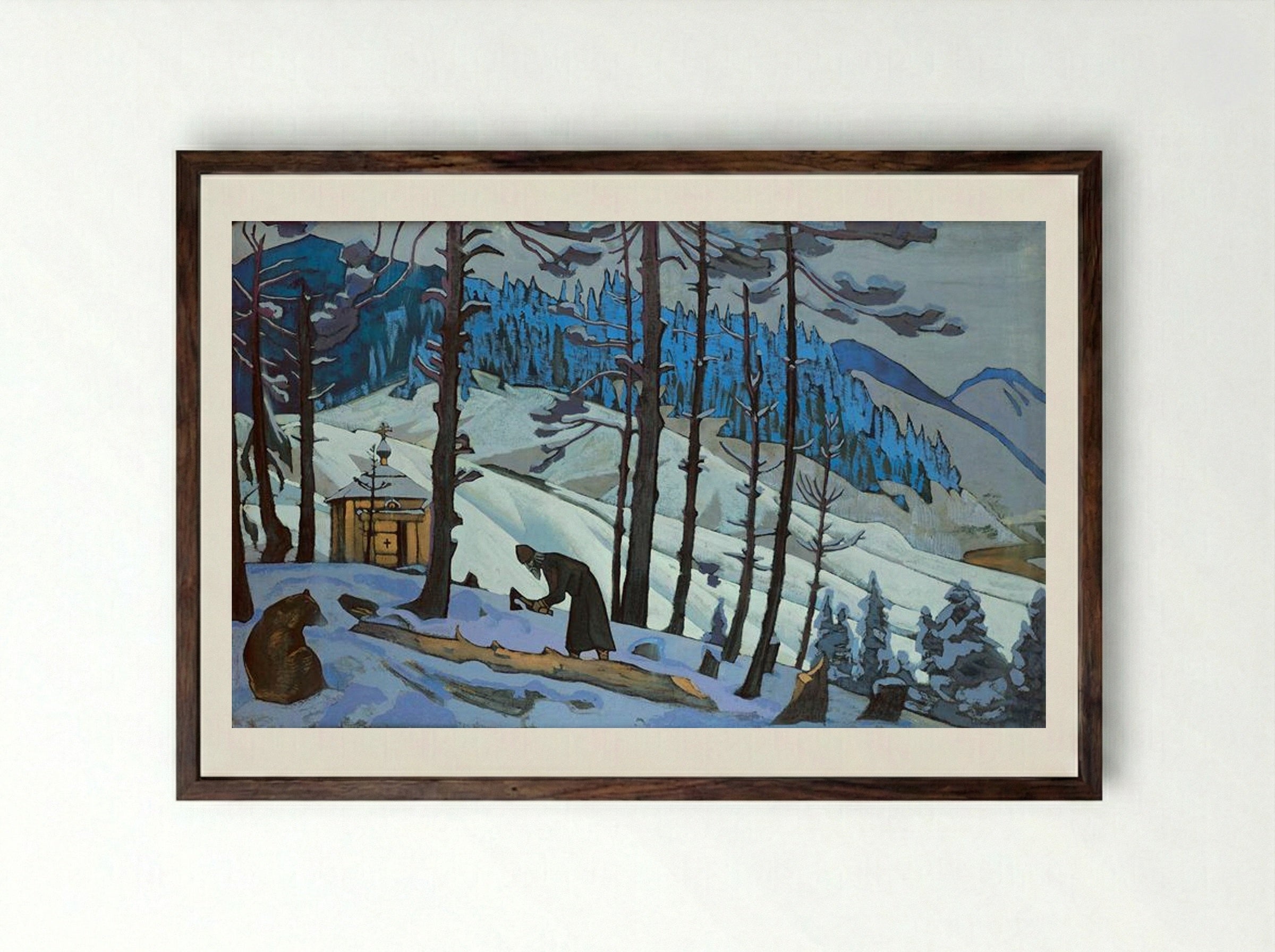 St. Sergius the Buildert - Nicholas Roerich - Framed Print Dark Wood