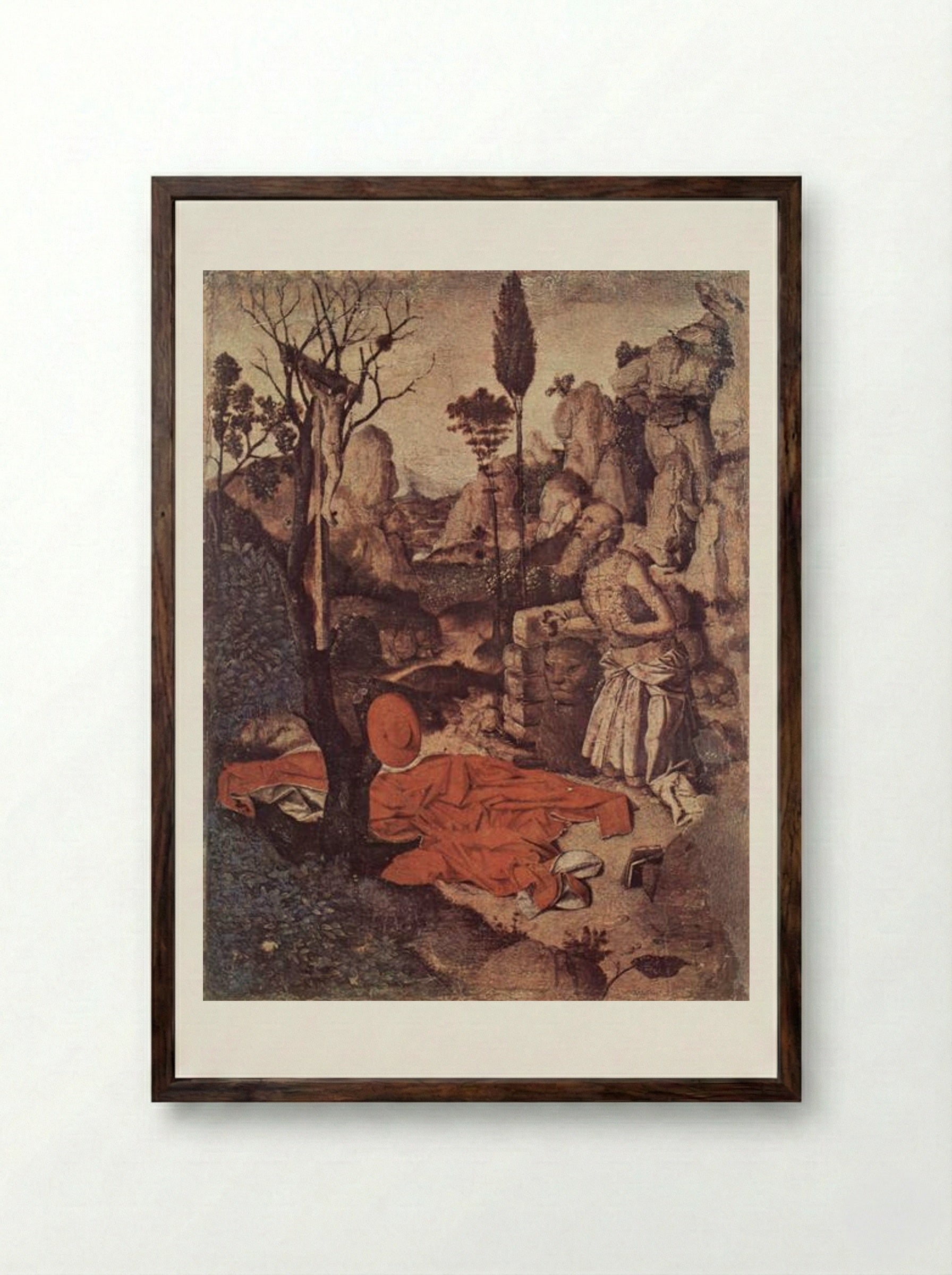 St. Jerome Penitent - Antonello da Messina - Framed Print Dark Wood