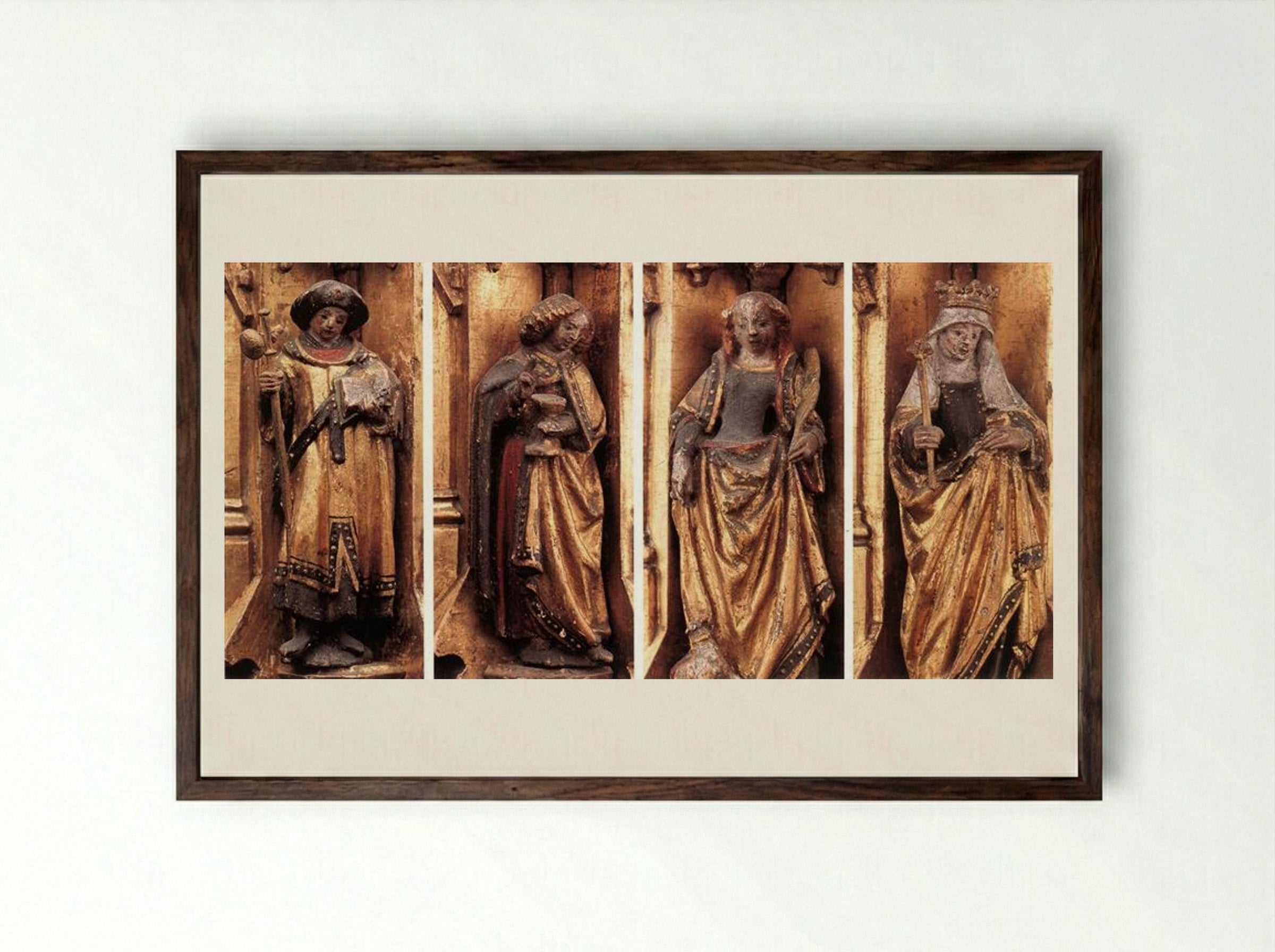 St. Ursula Shrine: Figures - Hans Memling - Framed Print Dark Wood