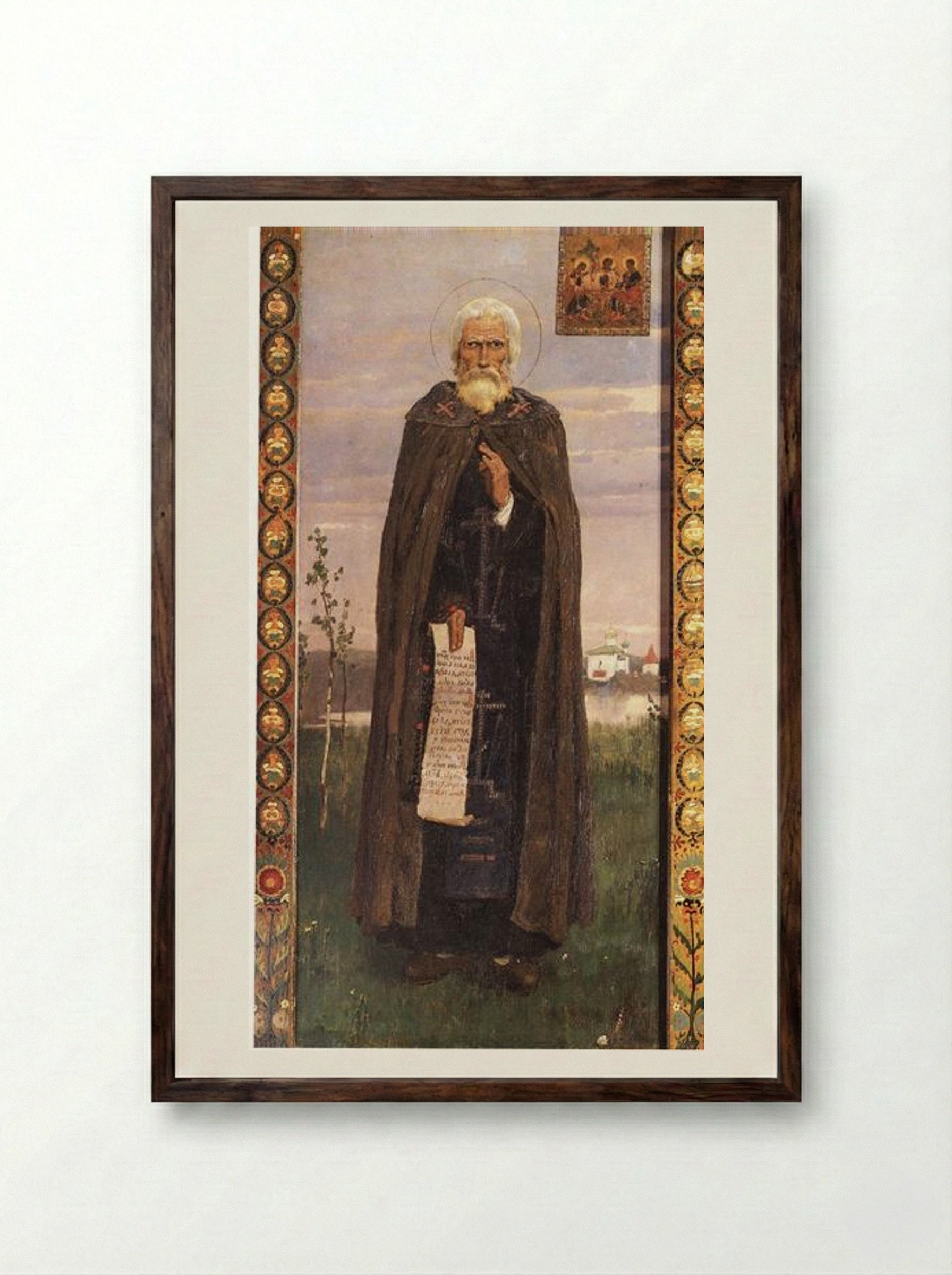 St. Sergius of Radonezh - Viktor Vasnetsov - Framed Print Dark Wood
