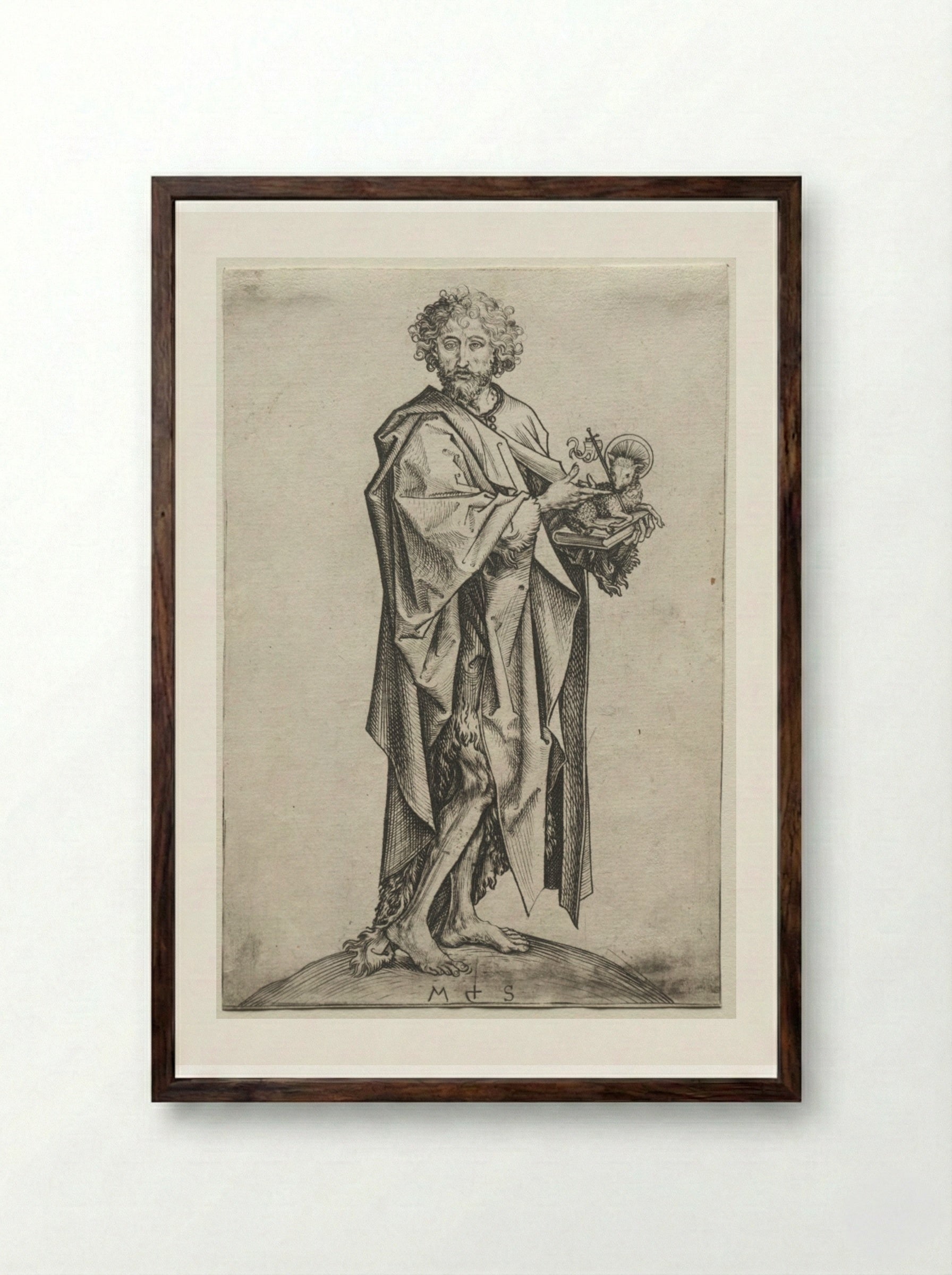 St. John the Baptist - Martin Schongauer - Framed Print Dark Wood