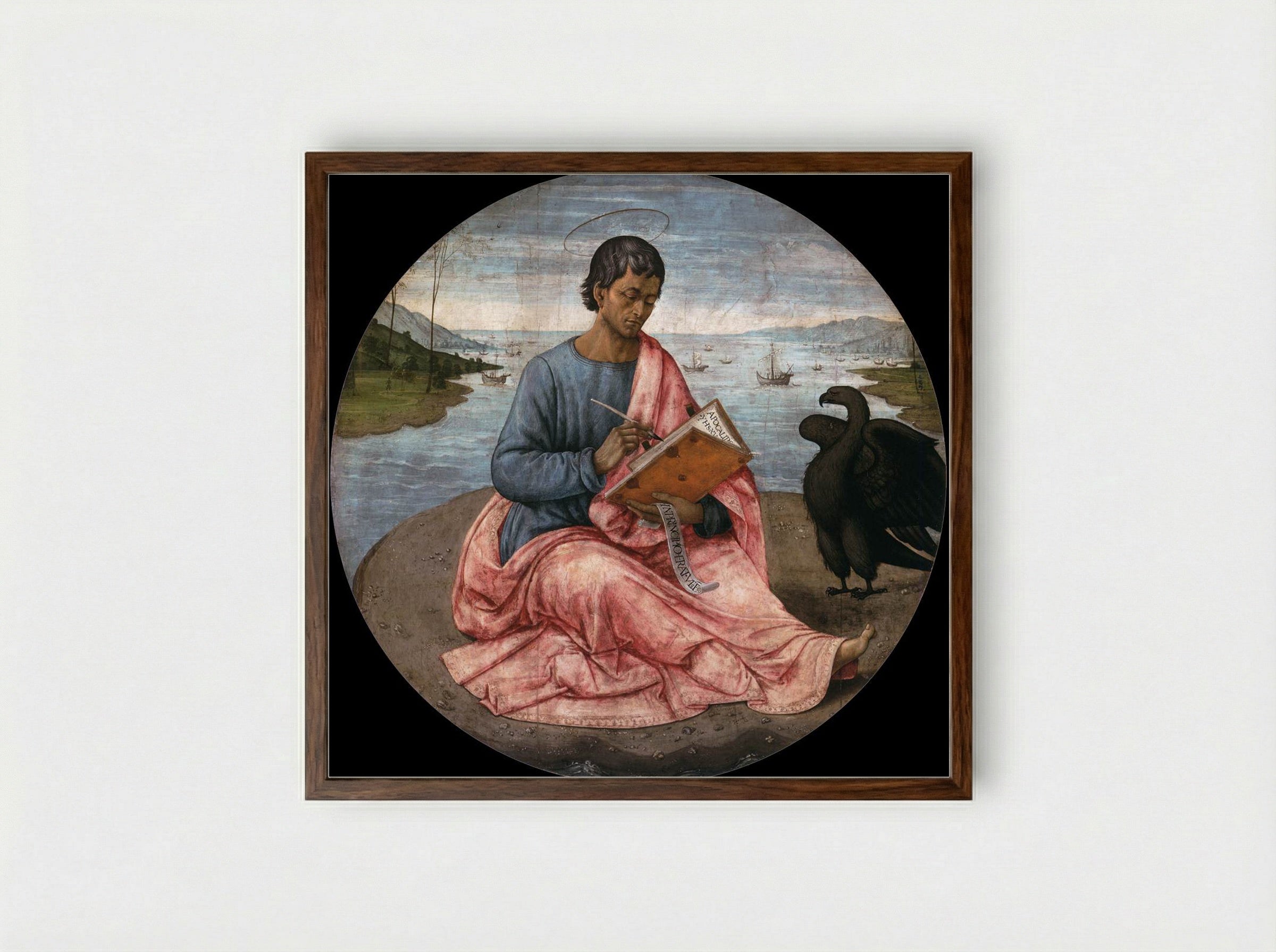 St. John the Evangelist on Patmos - Domenico Ghirlandaio - Framed Print Dark Wood