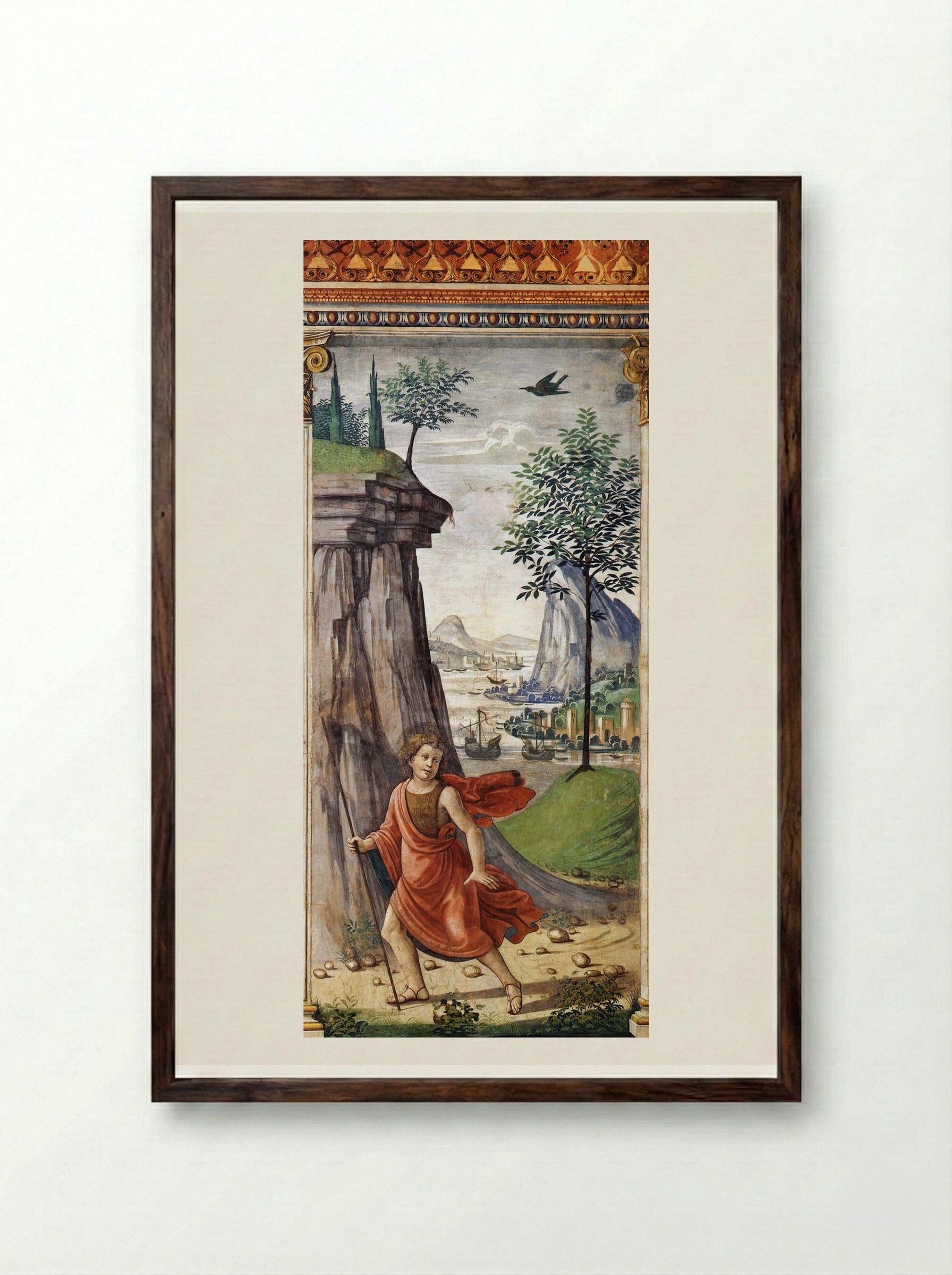 St. John the Baptist in the Desert - Domenico Ghirlandaio - Framed Print Dark Wood