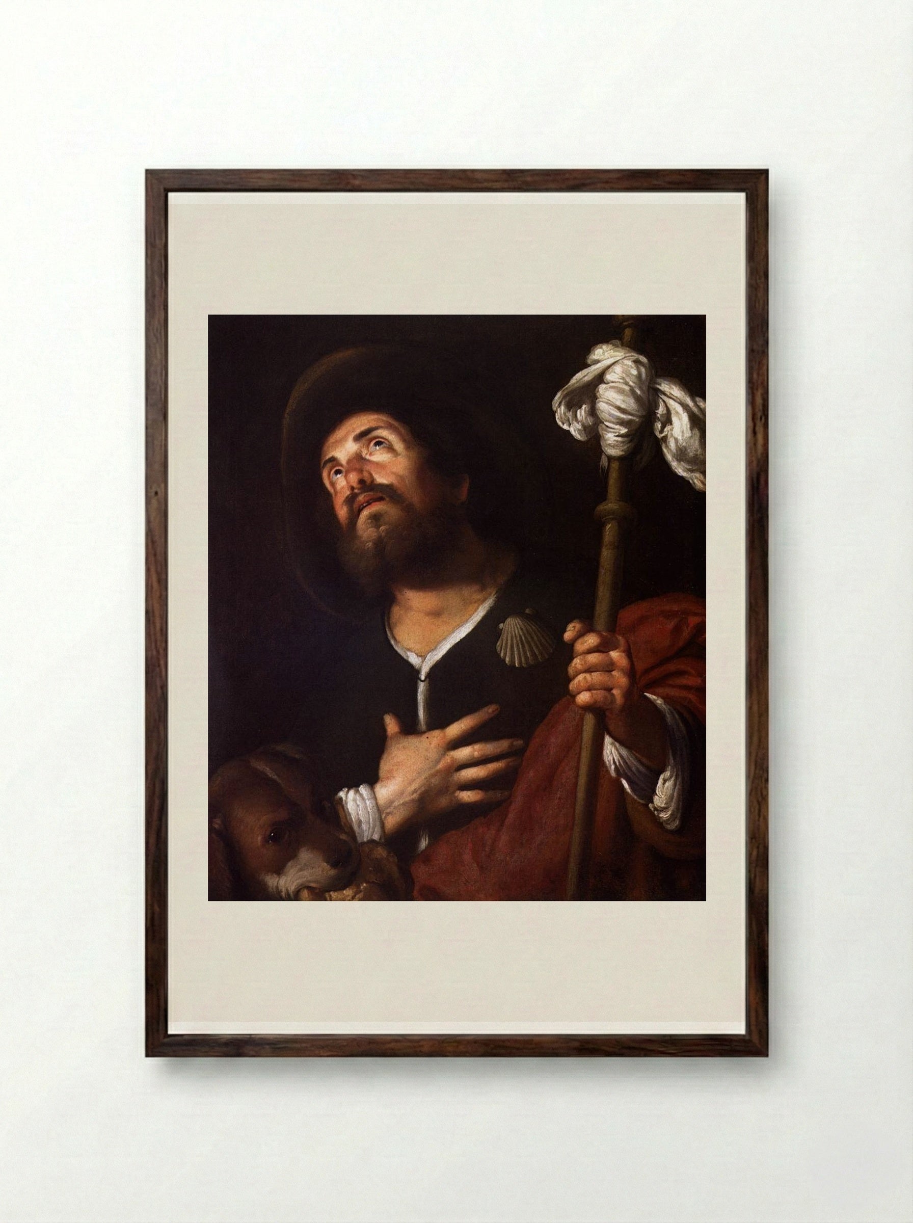 St. Roch - Bernardo Strozzi - Framed Print Dark Wood