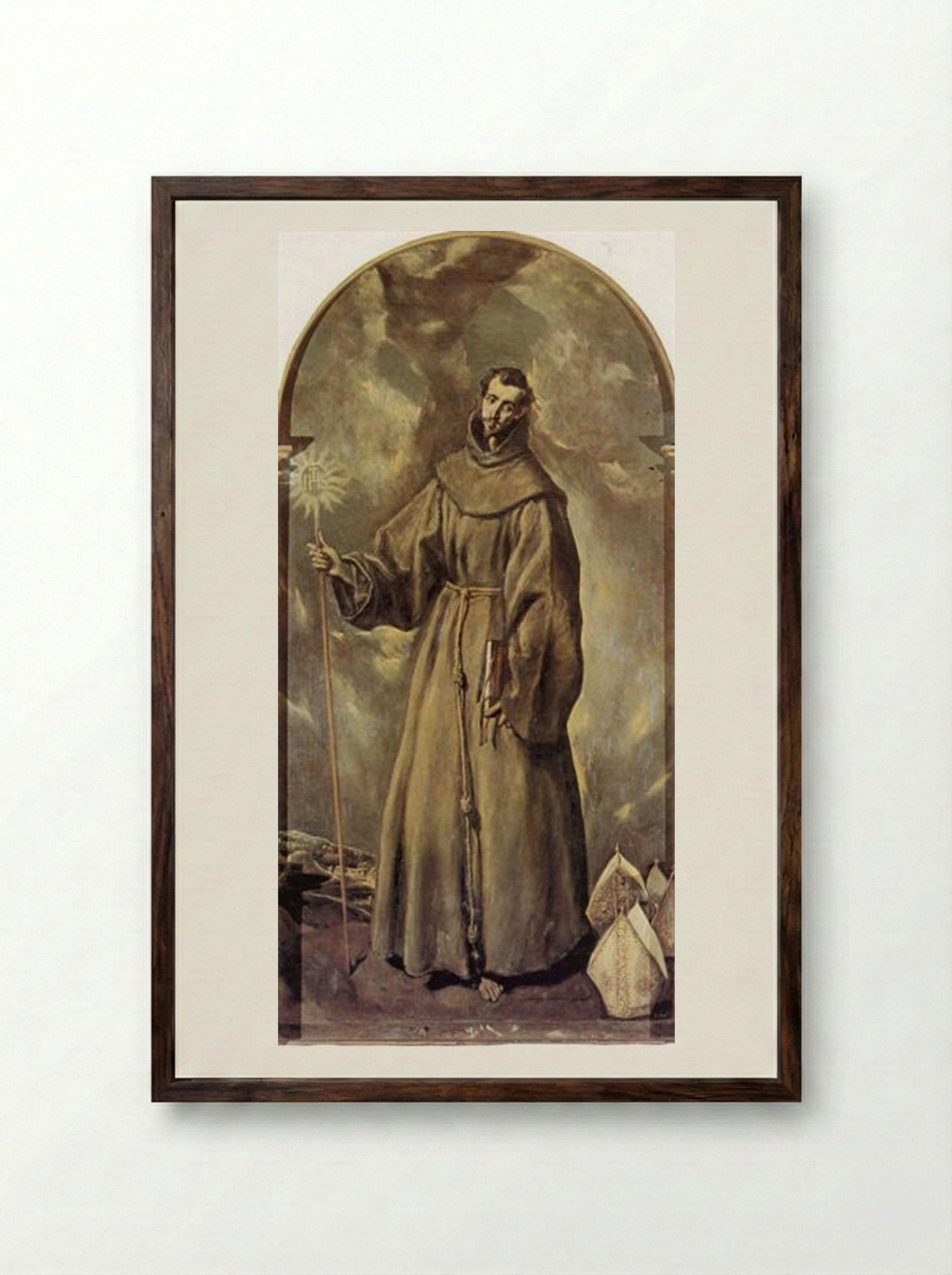 St. Bernardino of Siena - El Greco - Framed Print Dark Wood