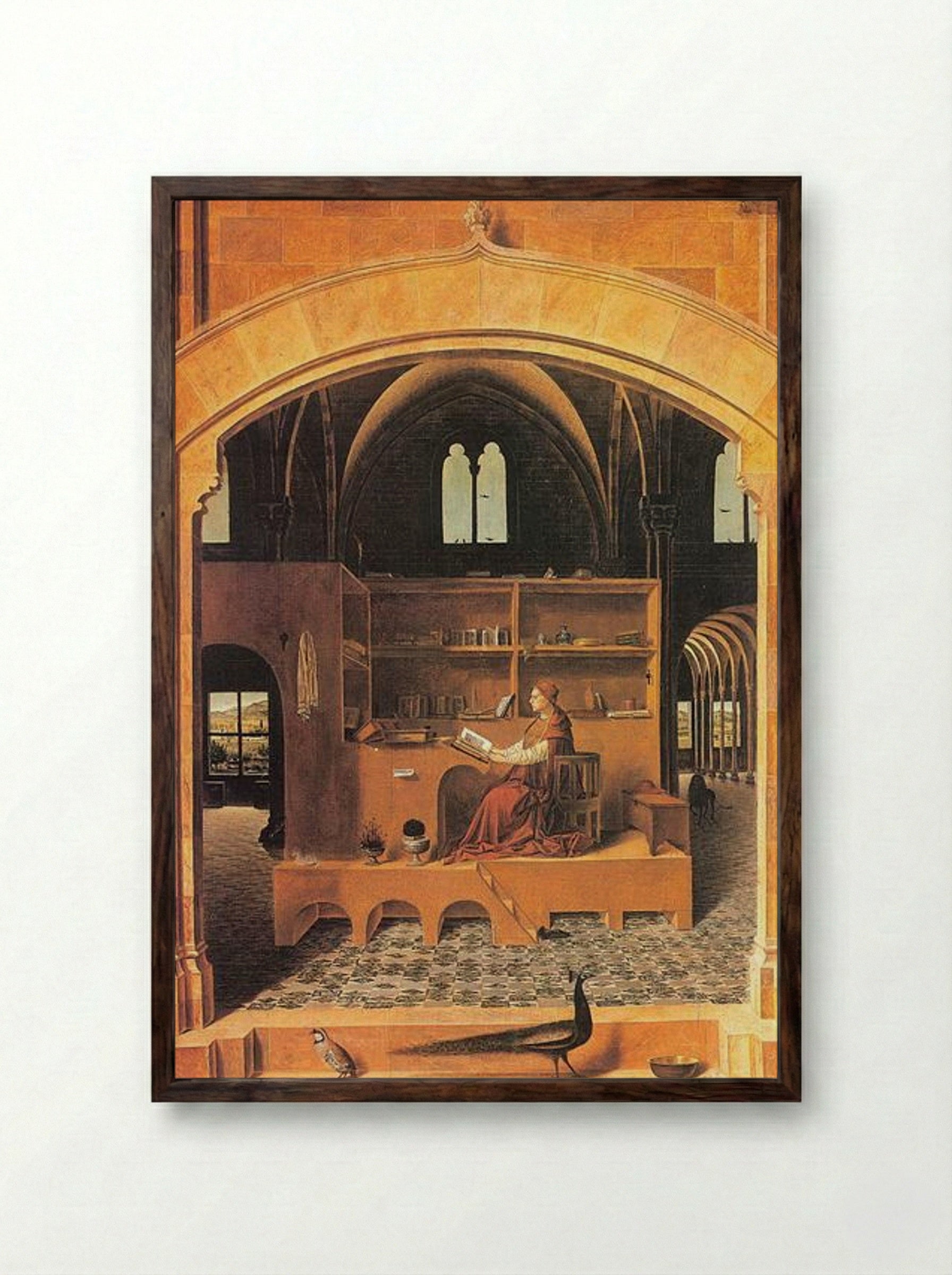 St. Jerome in His Study - Antonello da Messina - Framed Print Dark Wood