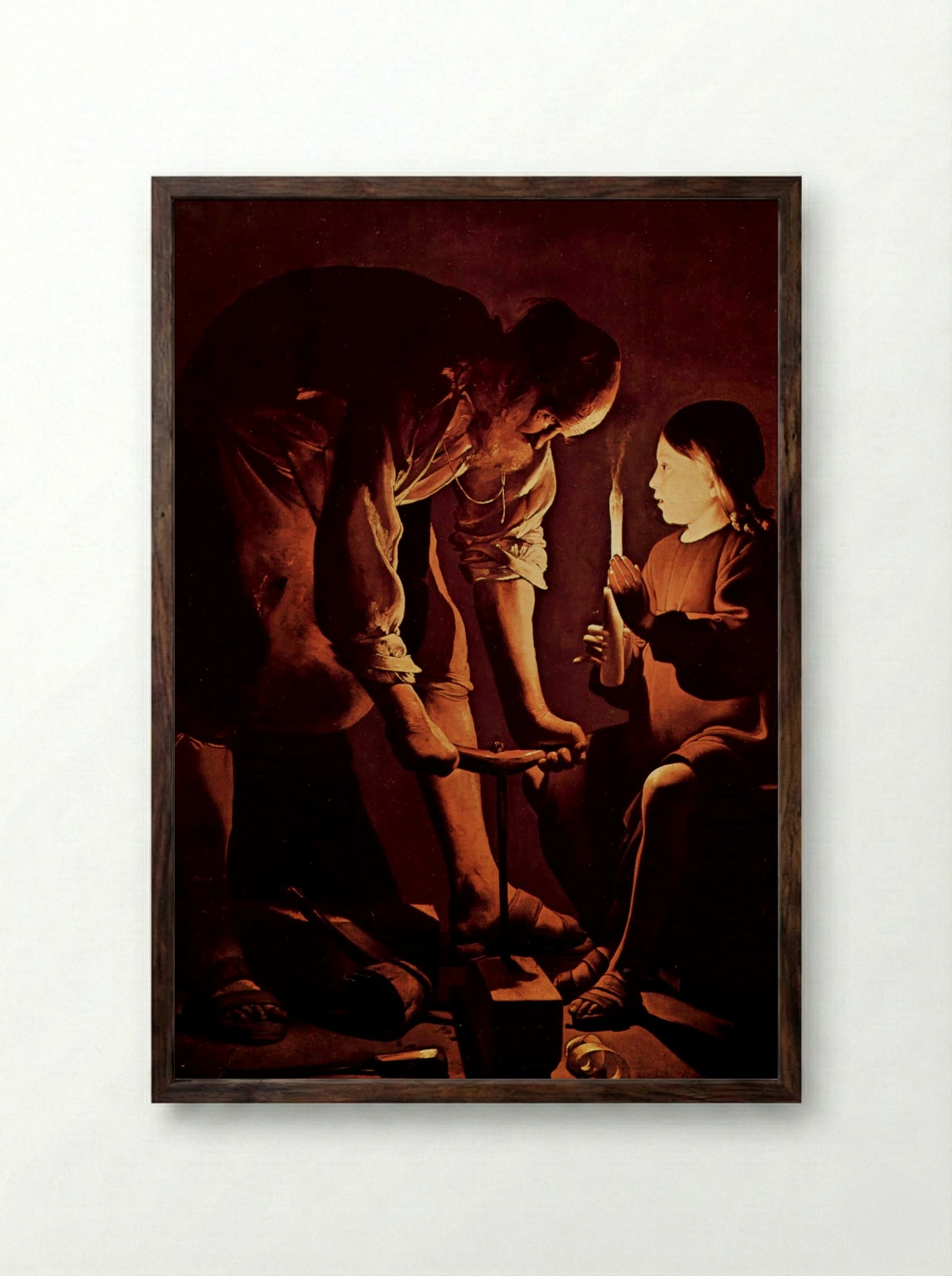 St. Joseph, the Carpenter - Georges de la Tour - Framed Print Dark Wood