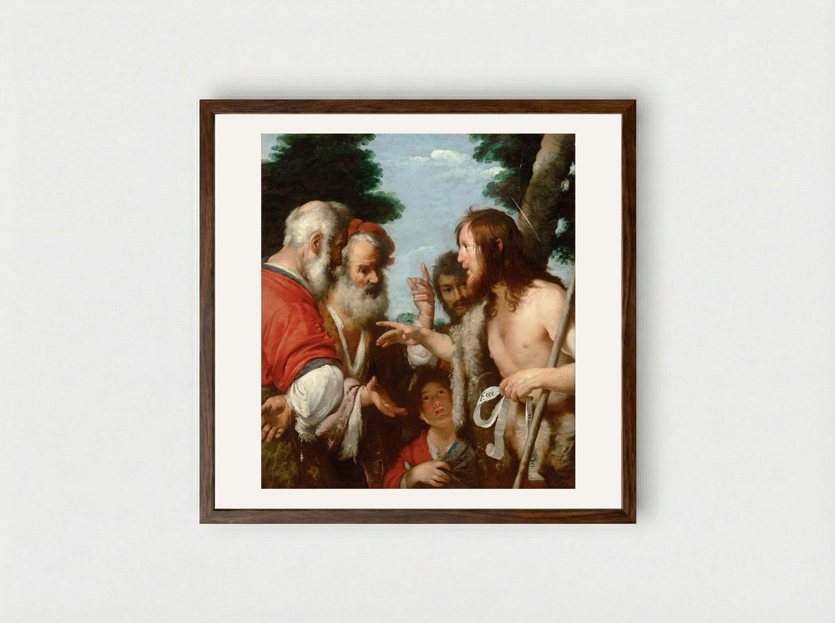 St. John the Baptist Preaching - Bernardo Strozzi - Framed Print Dark Wood