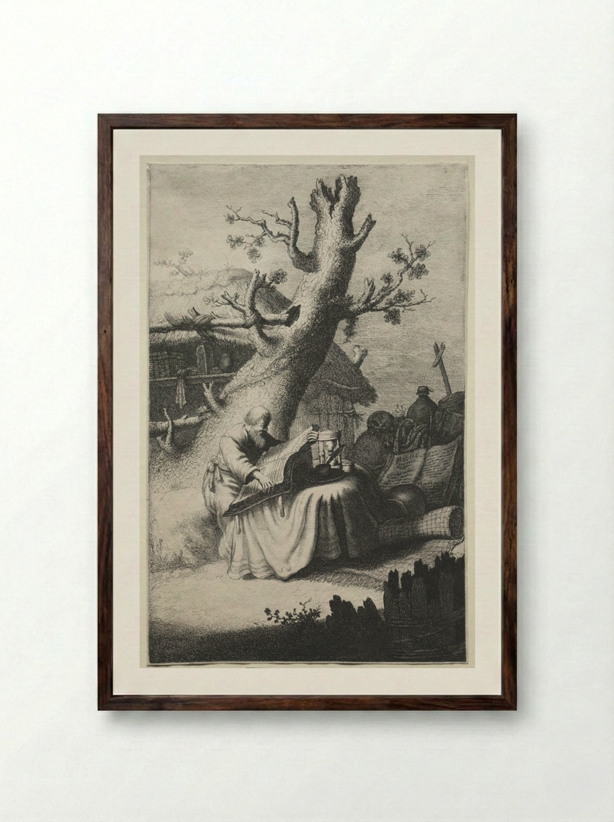 St. Jerome - Jan Georg van Vliet - Framed Print Dark Wood