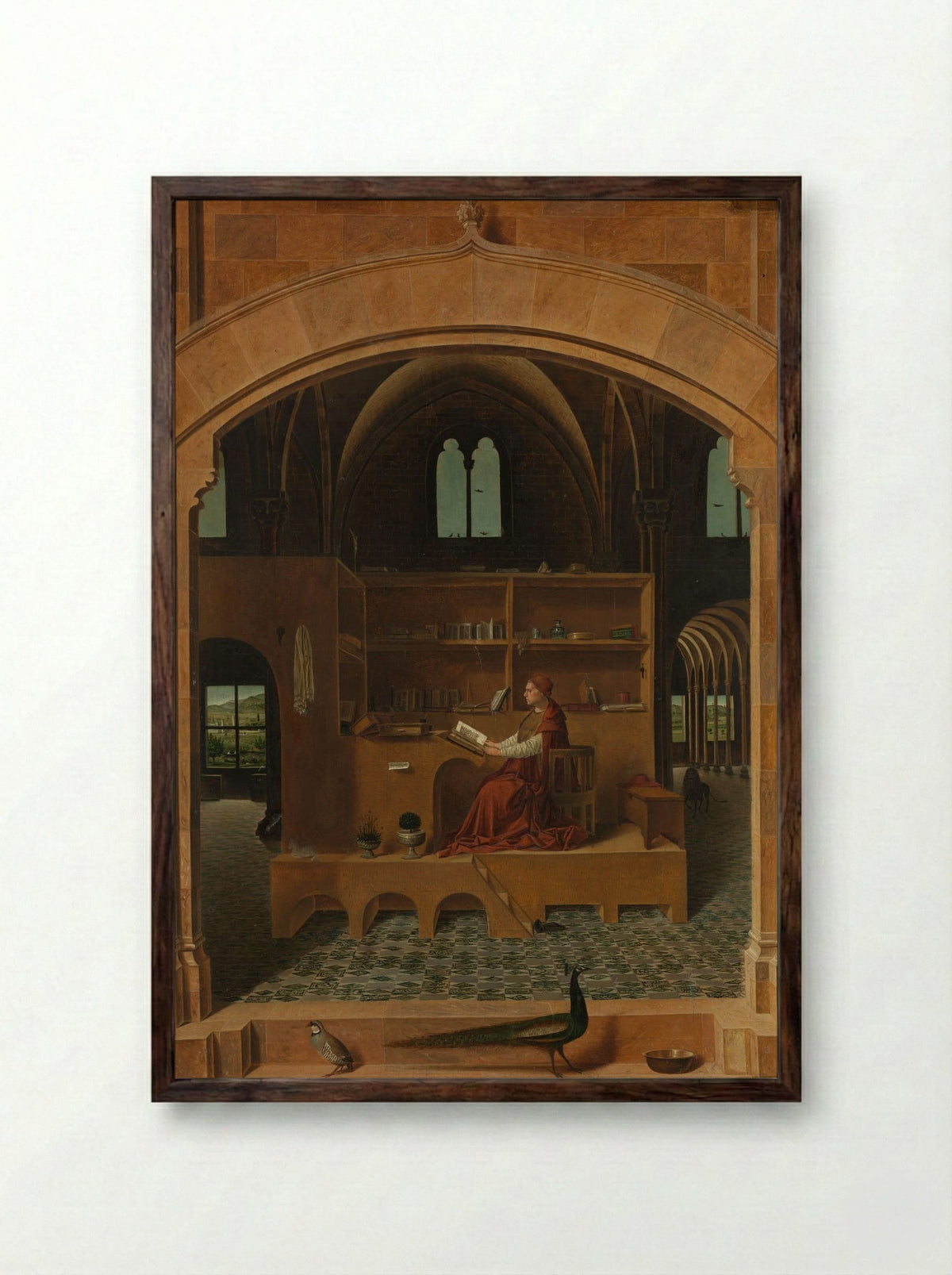 St. Jerome in His Study - Antonello da Messina - Framed Print Dark Wood