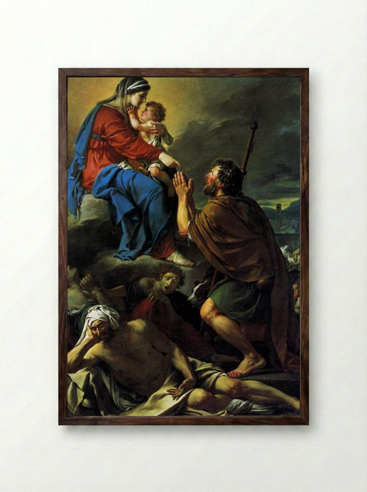 St. Roch Praying to the Virgin for an End to the Plague - Jacques-Louis David - Framed Print Dark Wood